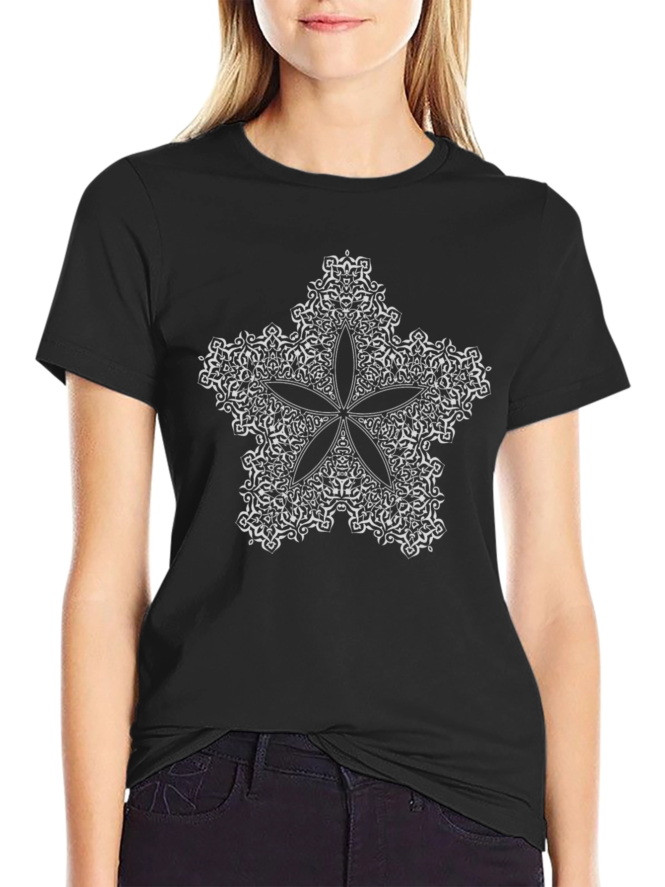 Starfish Mandala Graphic Tee - Black