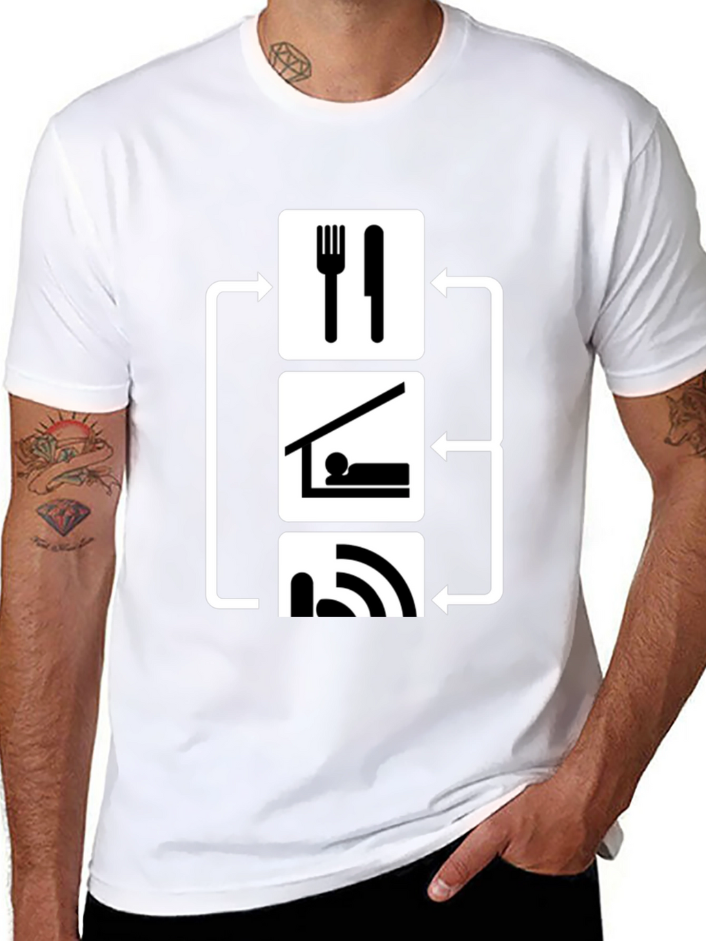 Eat Sleep WiFi T-Shirt - Black Graphic Tee