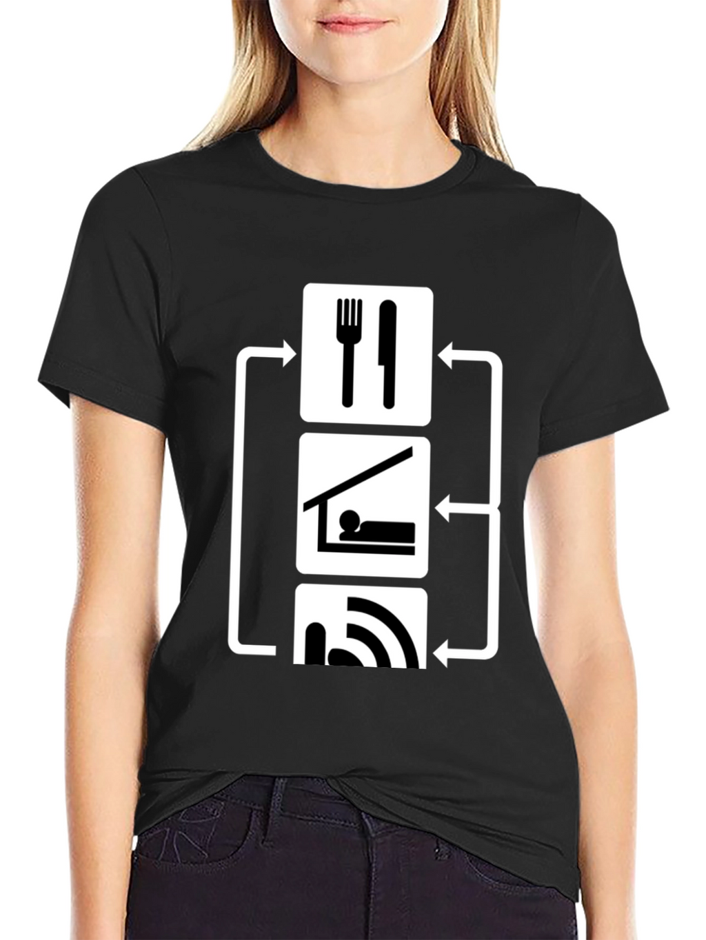 Eat Sleep WiFi T-Shirt - Black Graphic Tee