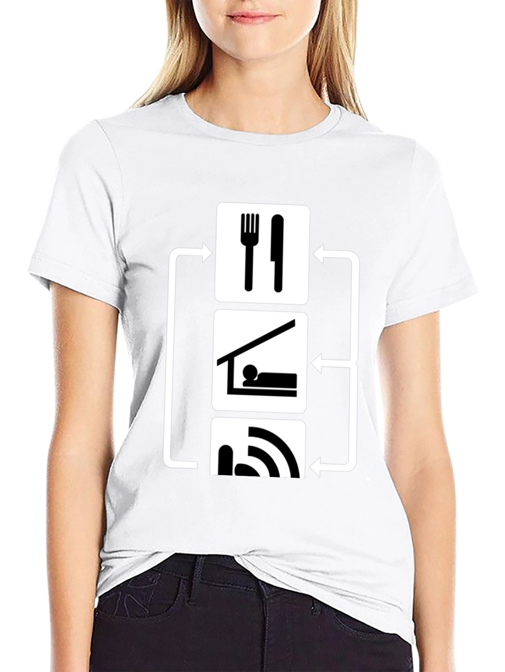 Eat Sleep WiFi T-Shirt - Black Graphic Tee