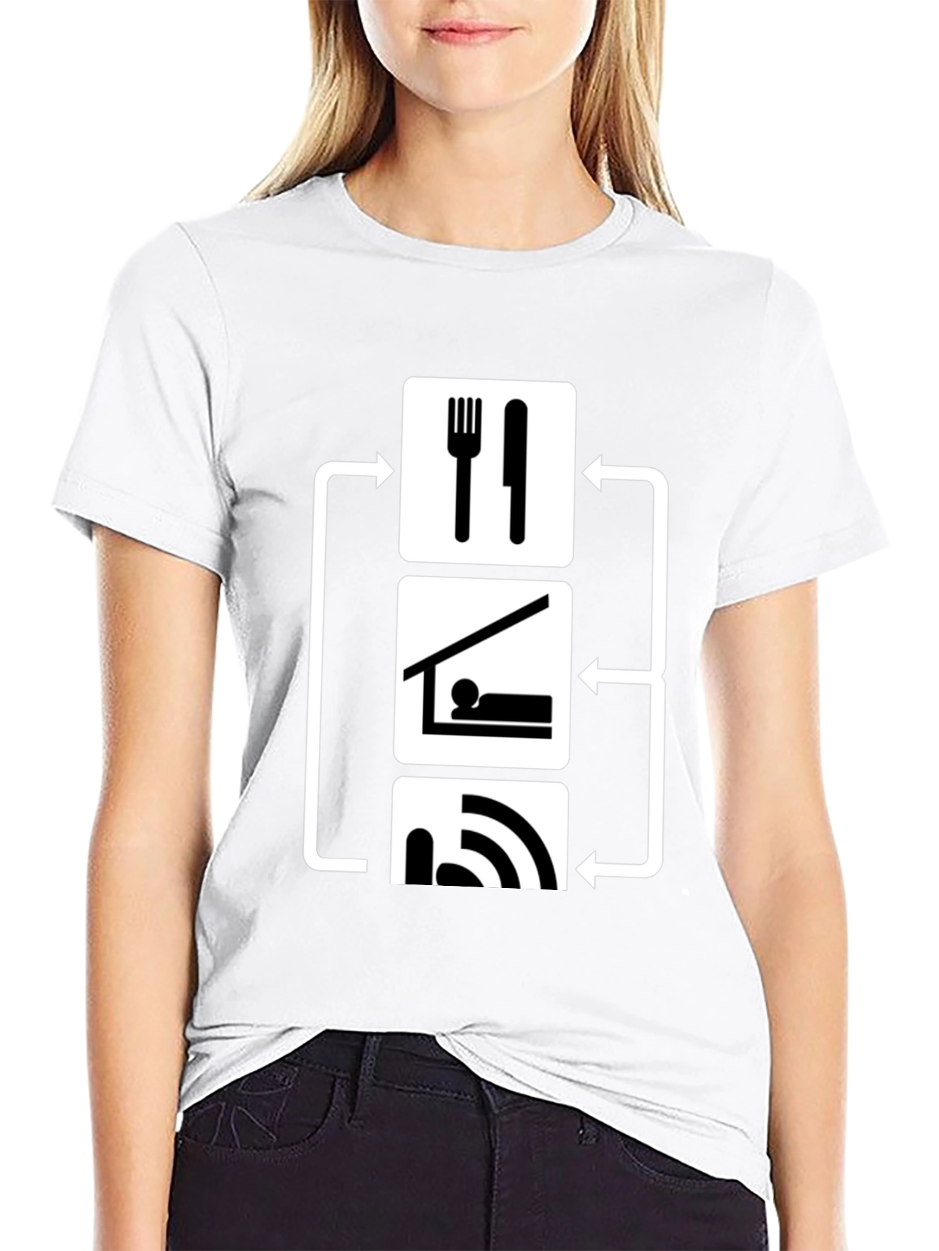 Eat Sleep WiFi T-Shirt - Black Graphic Tee