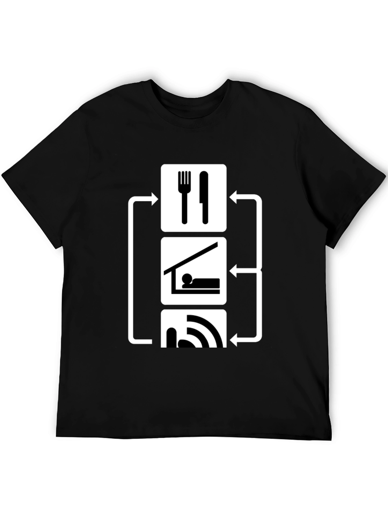 Eat Sleep WiFi T-Shirt - Black Graphic Tee