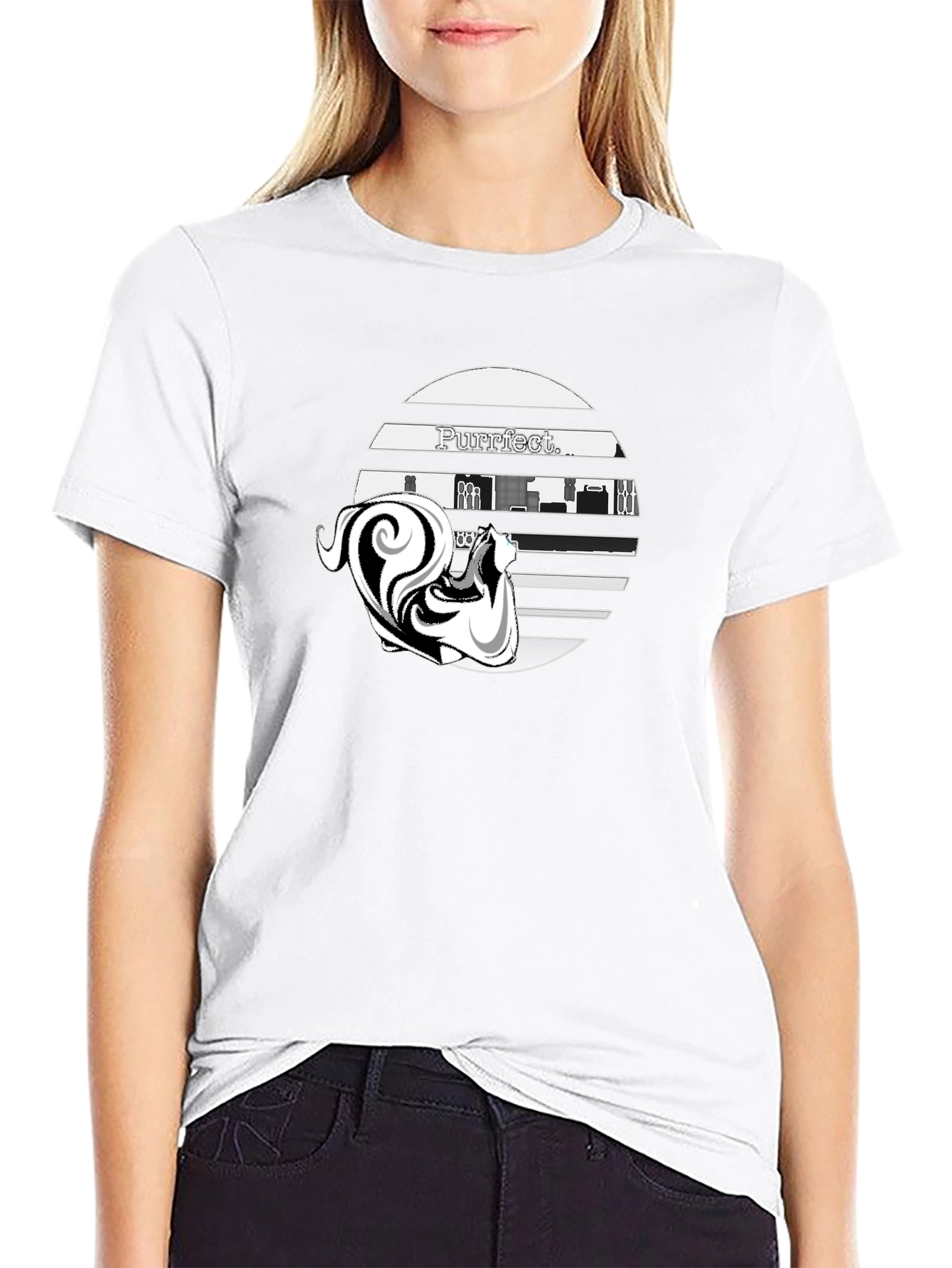 Purrfect Cat Graphic T-Shirt - Stylish Black Cotton Tee