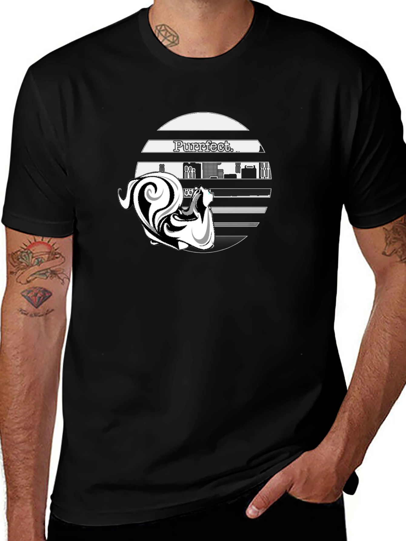 Purrfect Cat Graphic T-Shirt - Stylish Black Cotton Tee