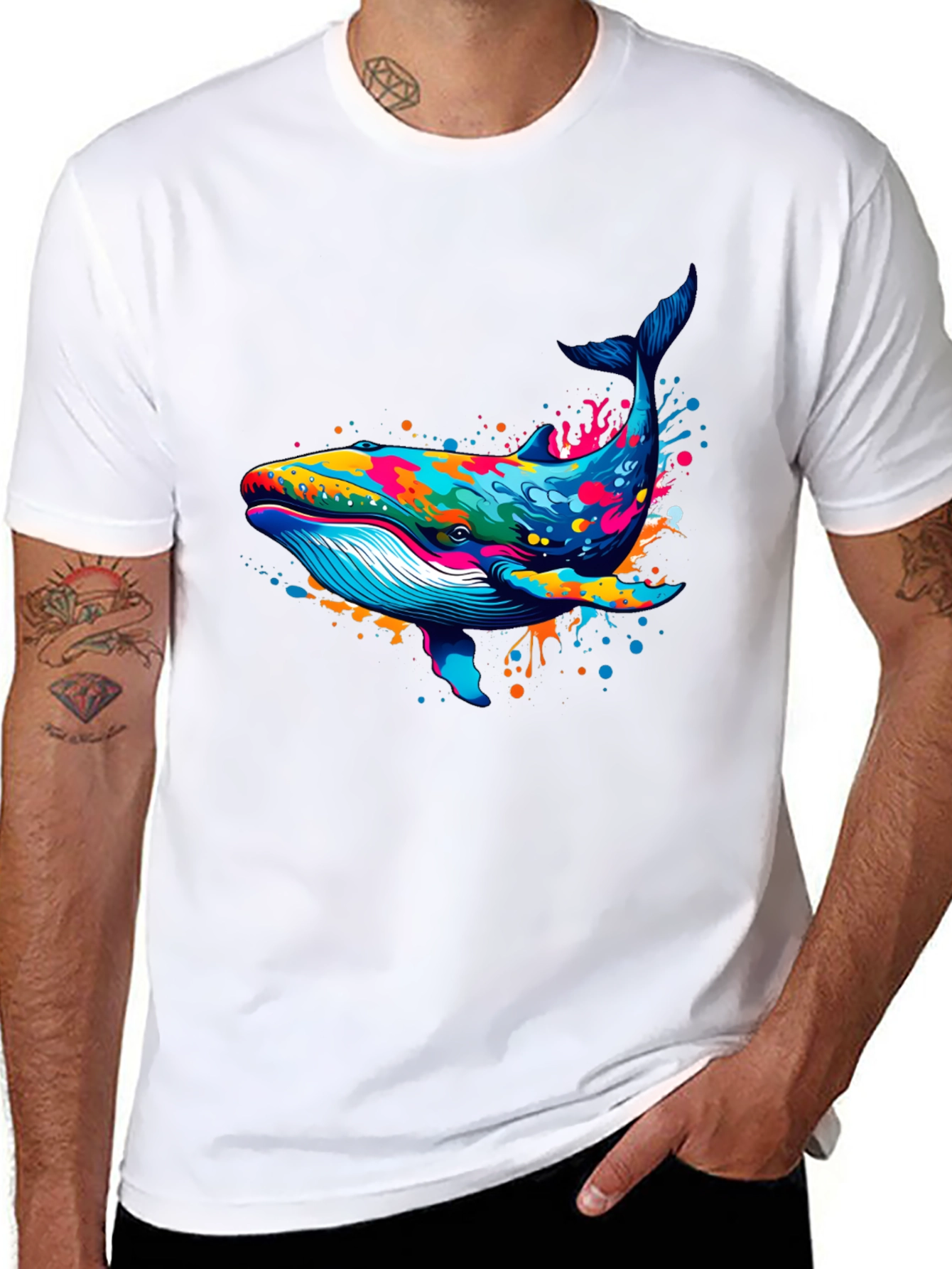 Whale Splash Graphic Tee - Stylish Black T-Shirt
