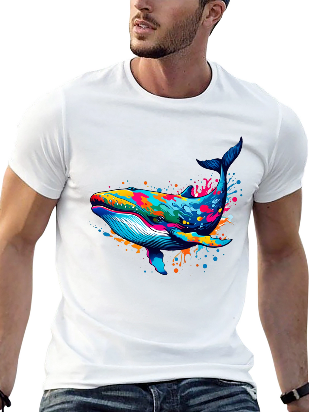 Whale Splash Graphic Tee - Stylish Black T-Shirt