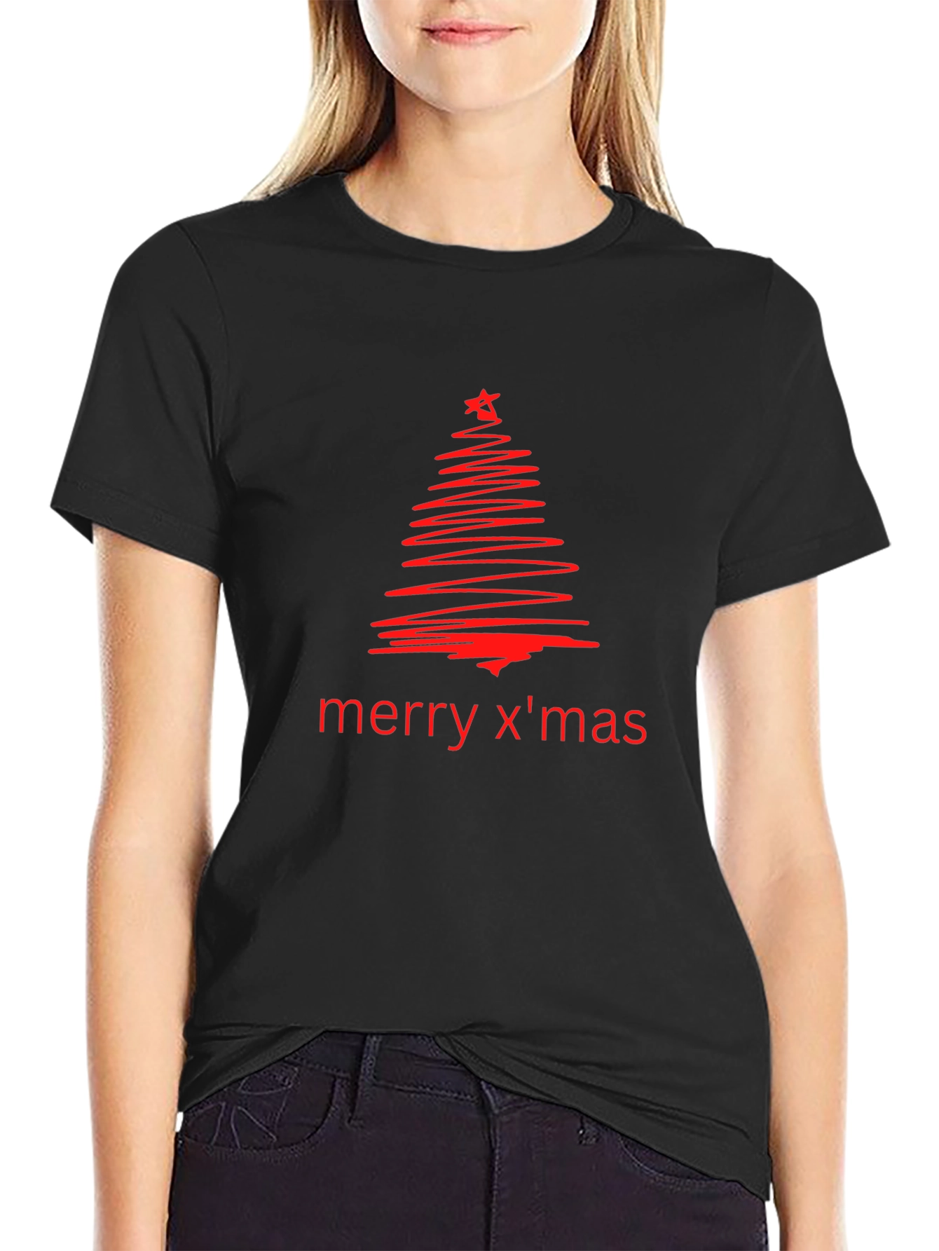 Merry Xmas Tree Graphic Tee - Holiday Cheer