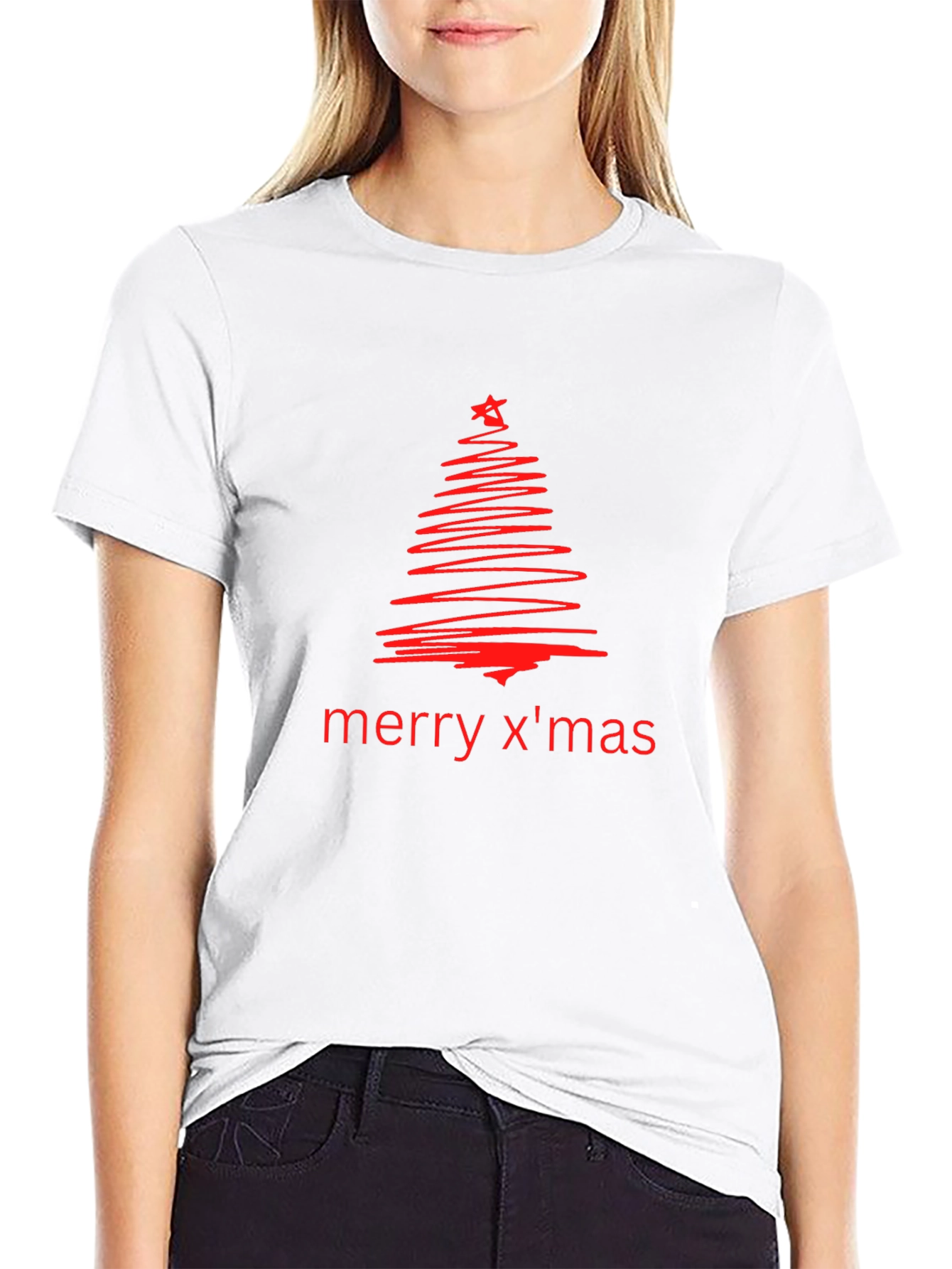 Merry Xmas Tree Graphic Tee - Holiday Cheer