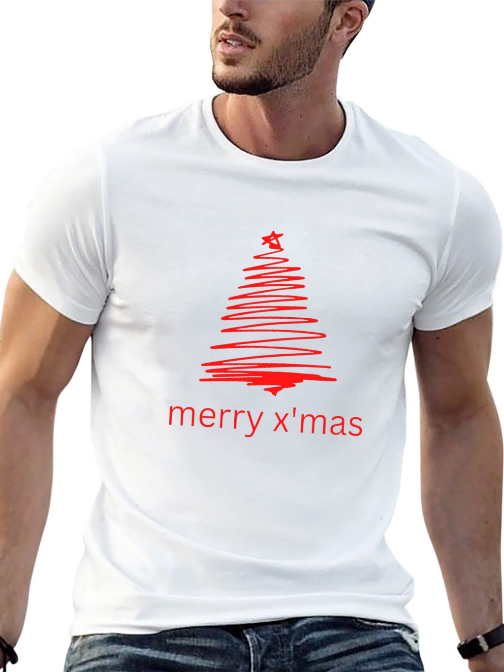 Merry Xmas Tree Graphic Tee - Holiday Cheer