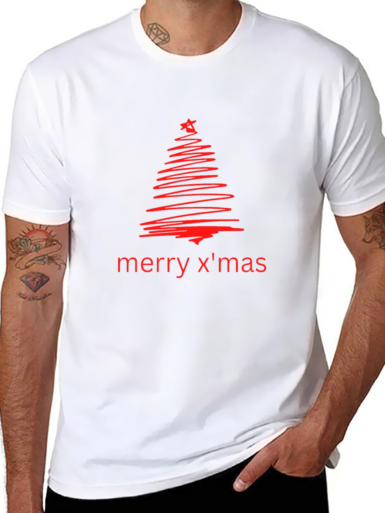 Merry Xmas Tree Graphic Tee - Holiday Cheer