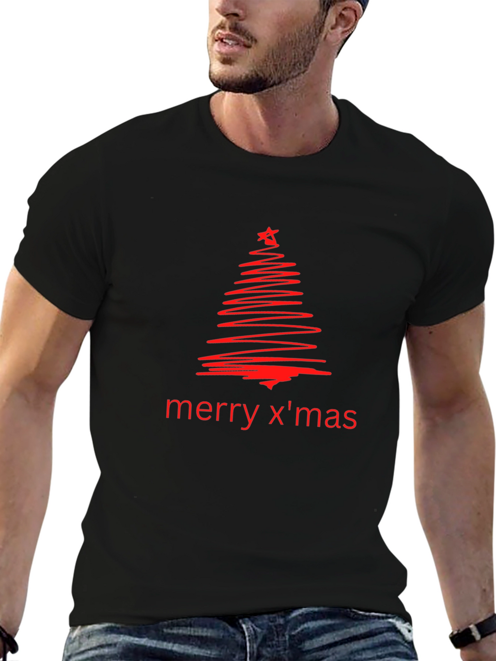 Merry Xmas Tree Graphic Tee - Holiday Cheer