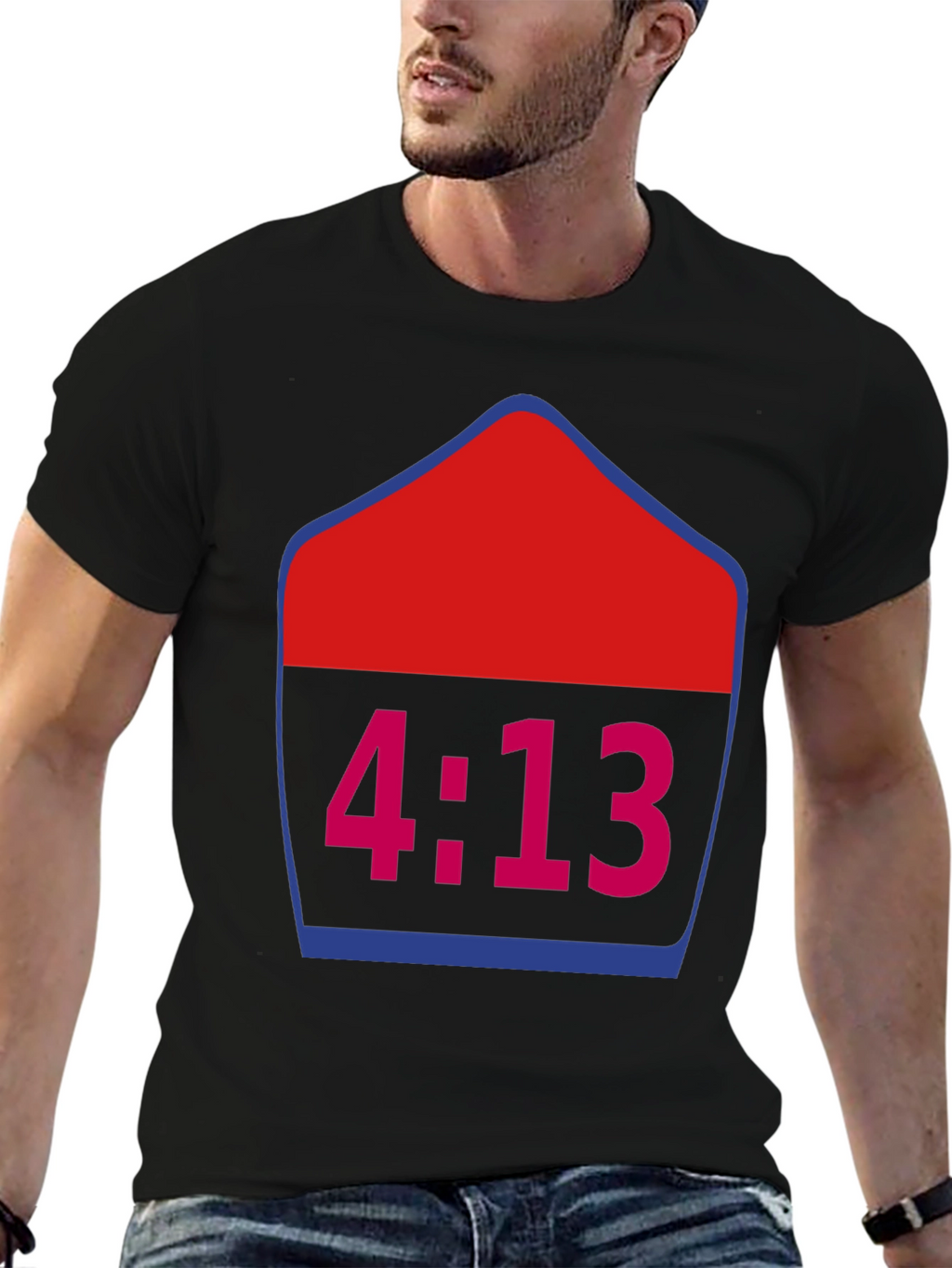 4:13 Graphic Tee - Trendy Black T-Shirt