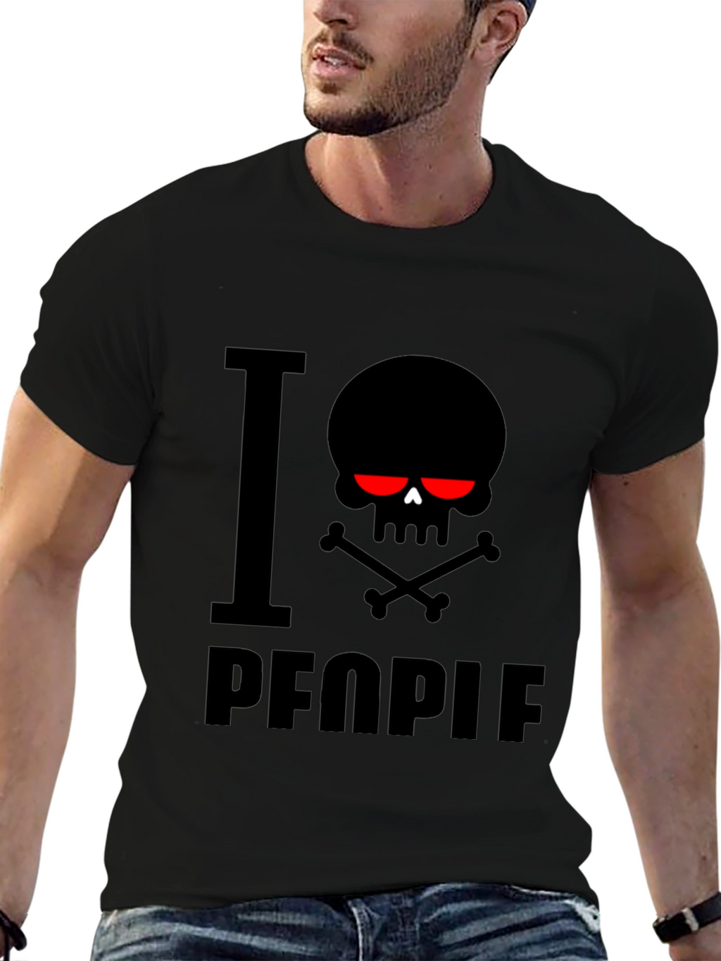 I Skull People Black Graphic T-Shirt