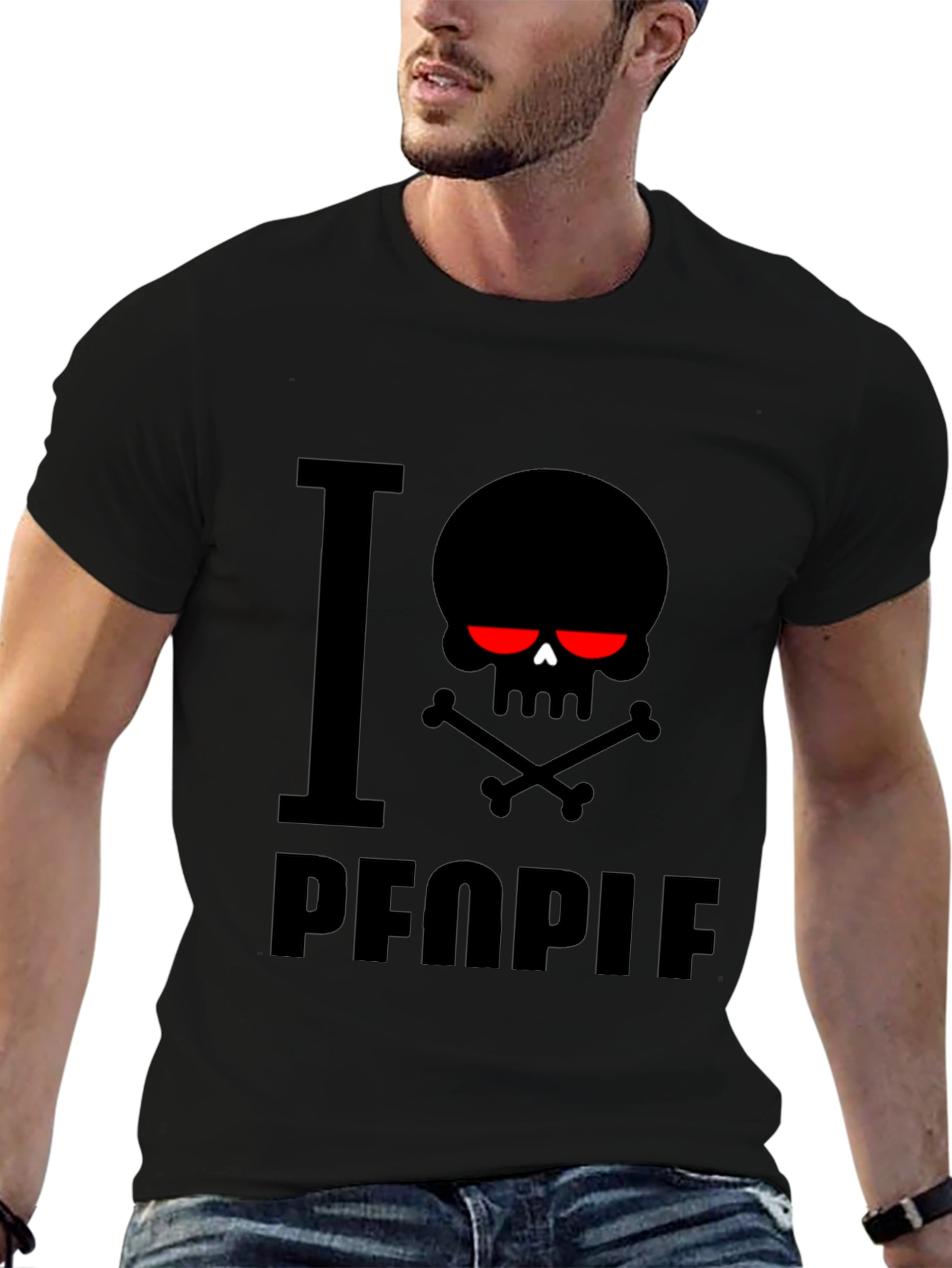 I Skull People Black Graphic T-Shirt