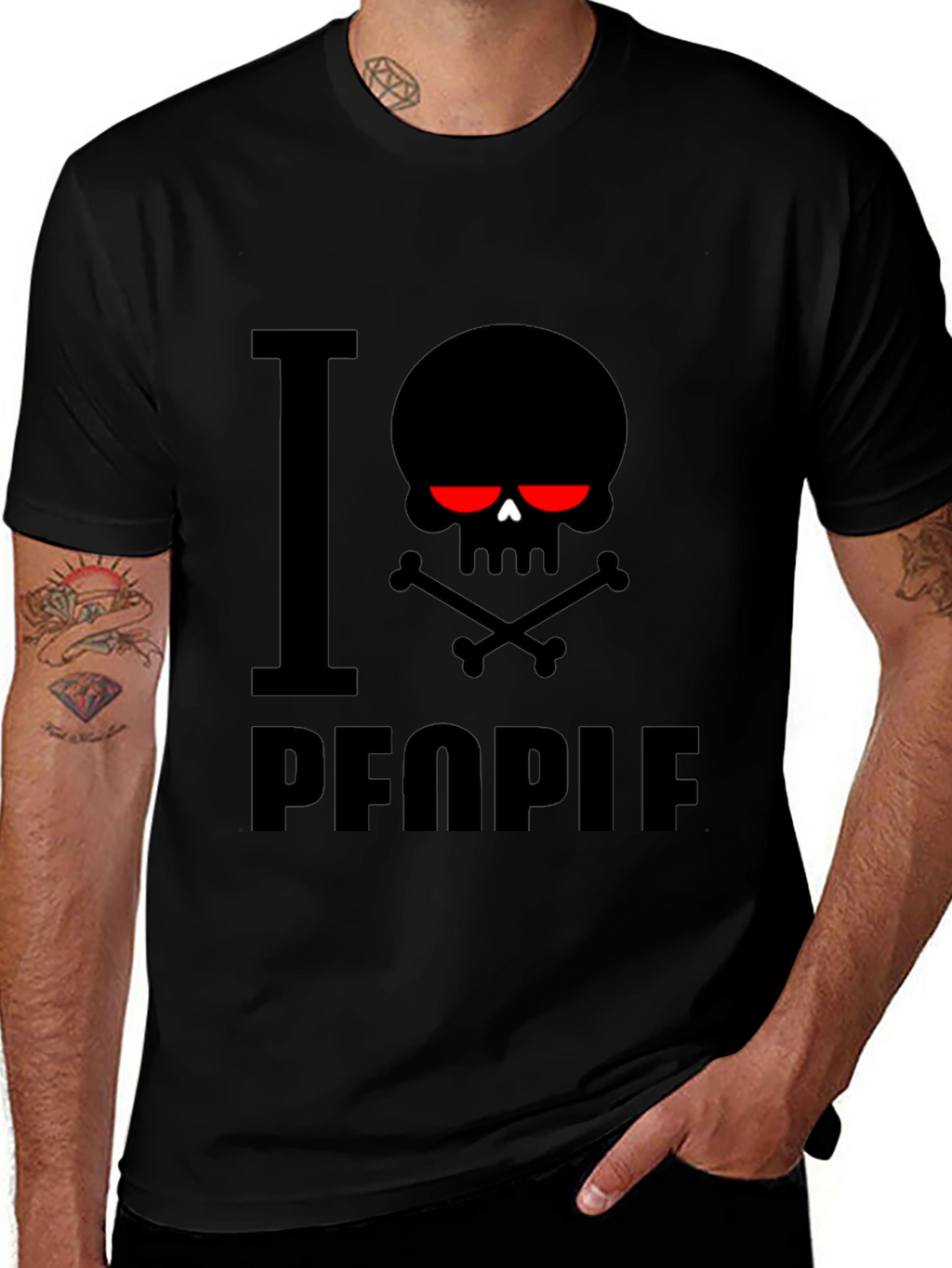 I Skull People Black Graphic T-Shirt