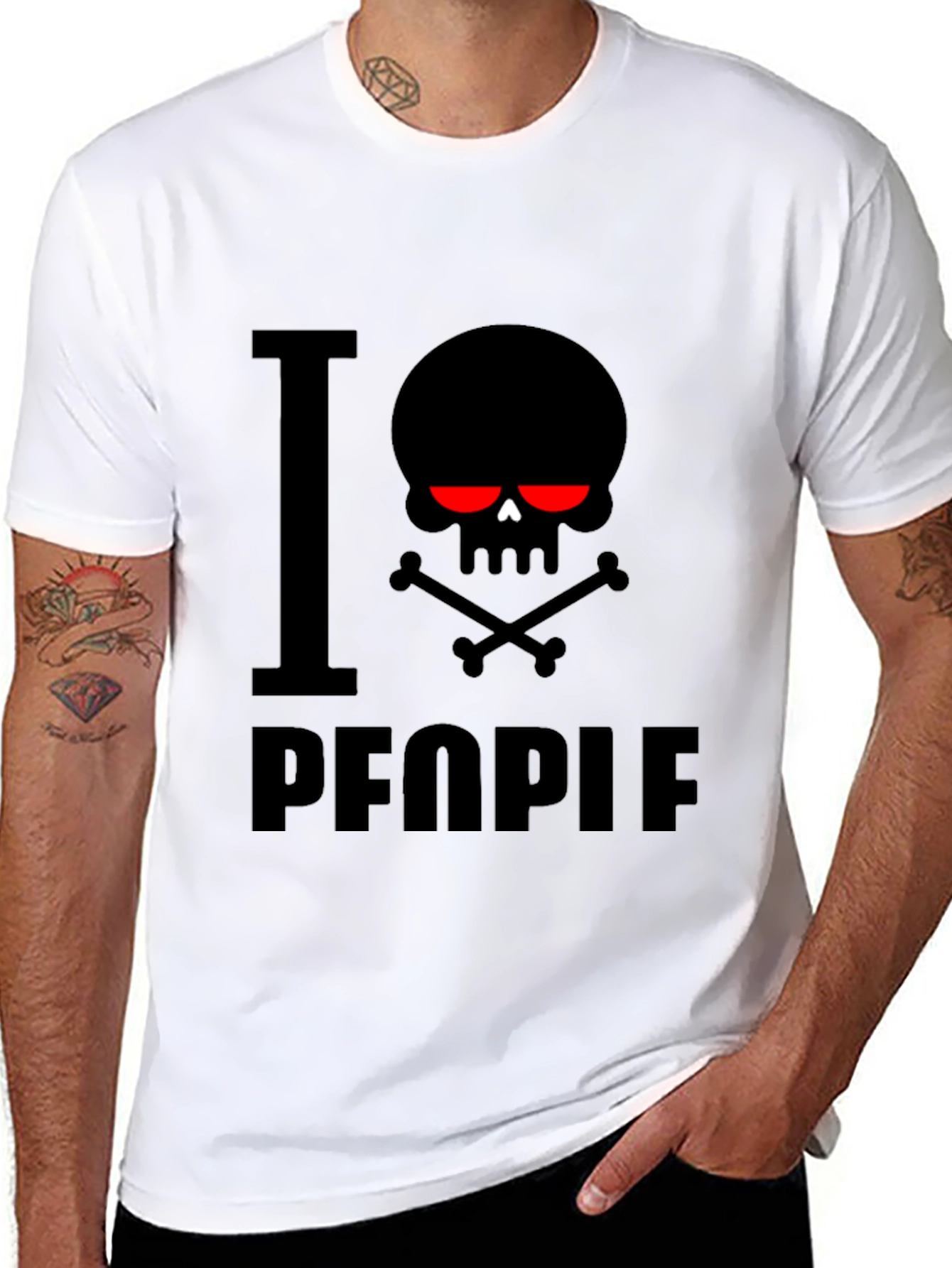 I Skull People Black Graphic T-Shirt