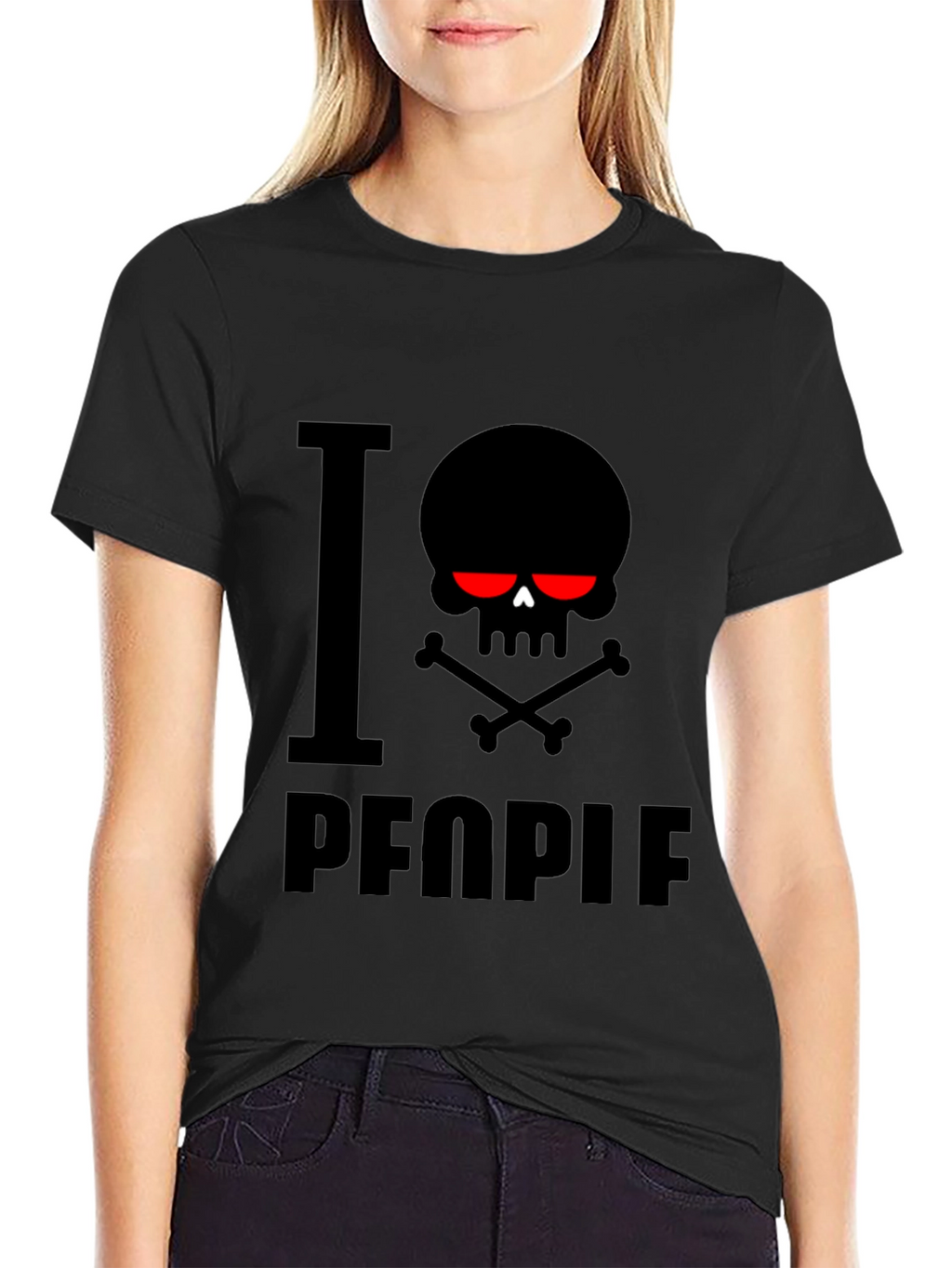 I Skull People Black Graphic T-Shirt