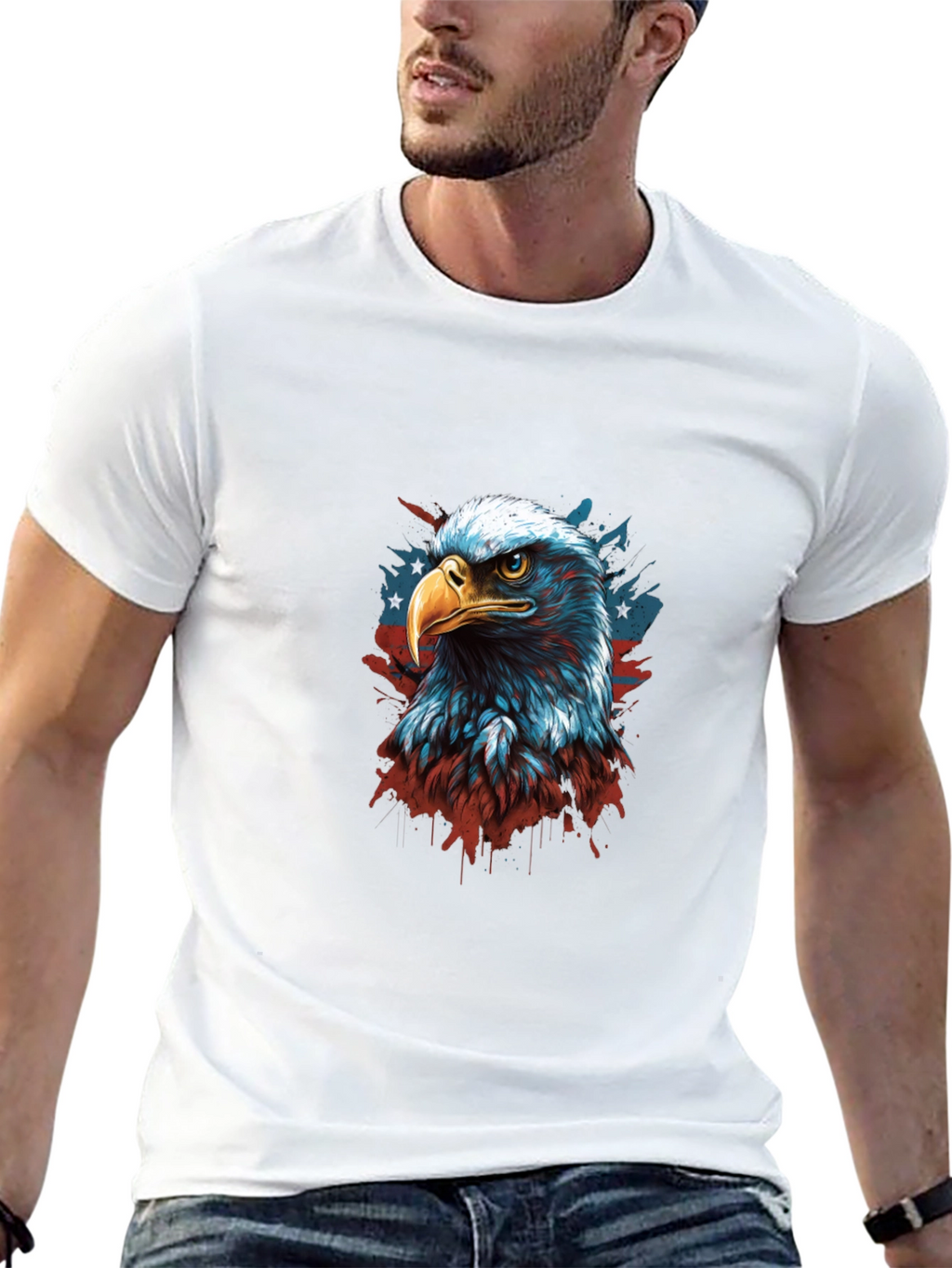 Patriotic Eagle Graphic Tee - Mens Black T-Shirt