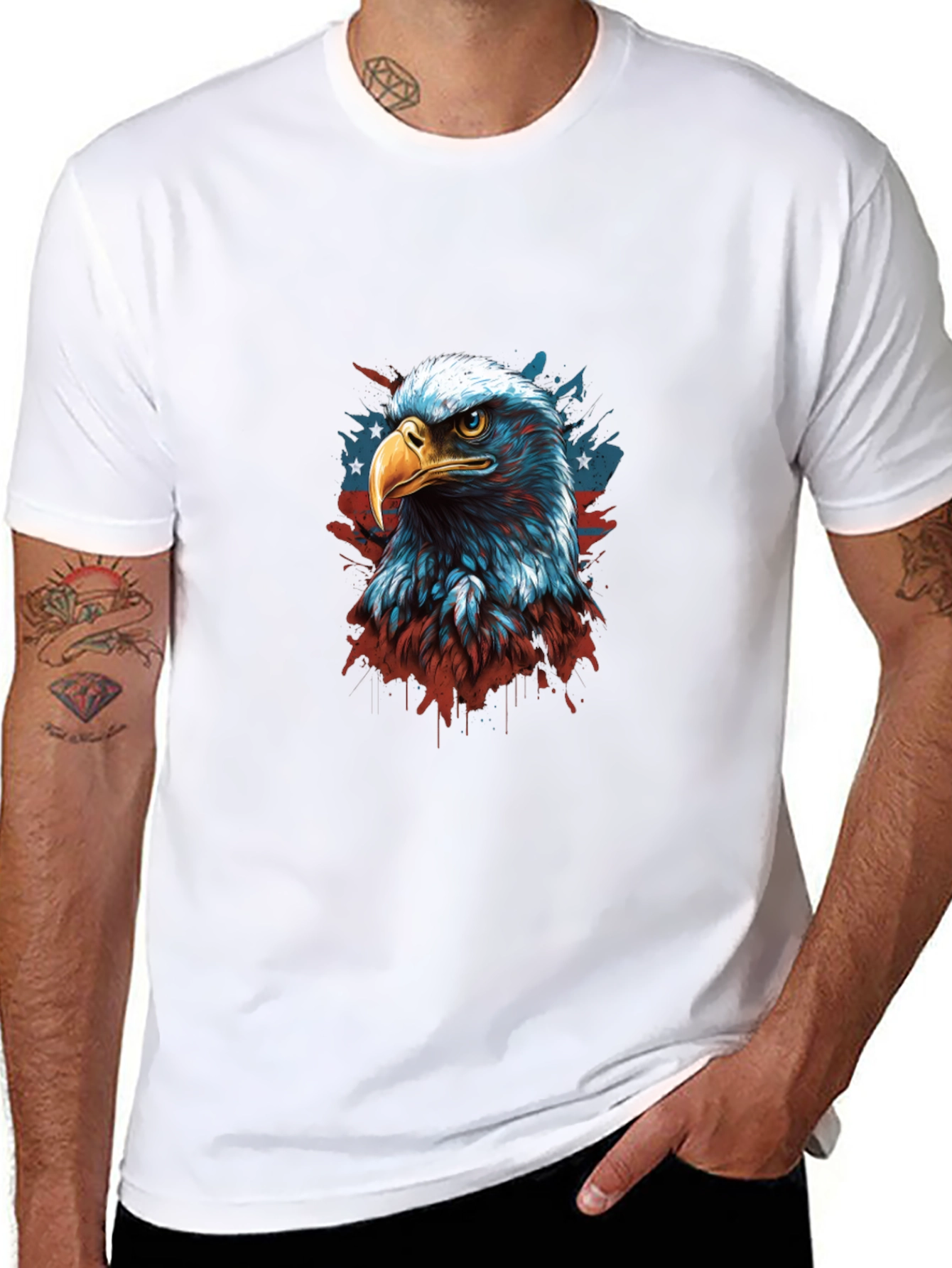 Patriotic Eagle Graphic Tee - Mens Black T-Shirt