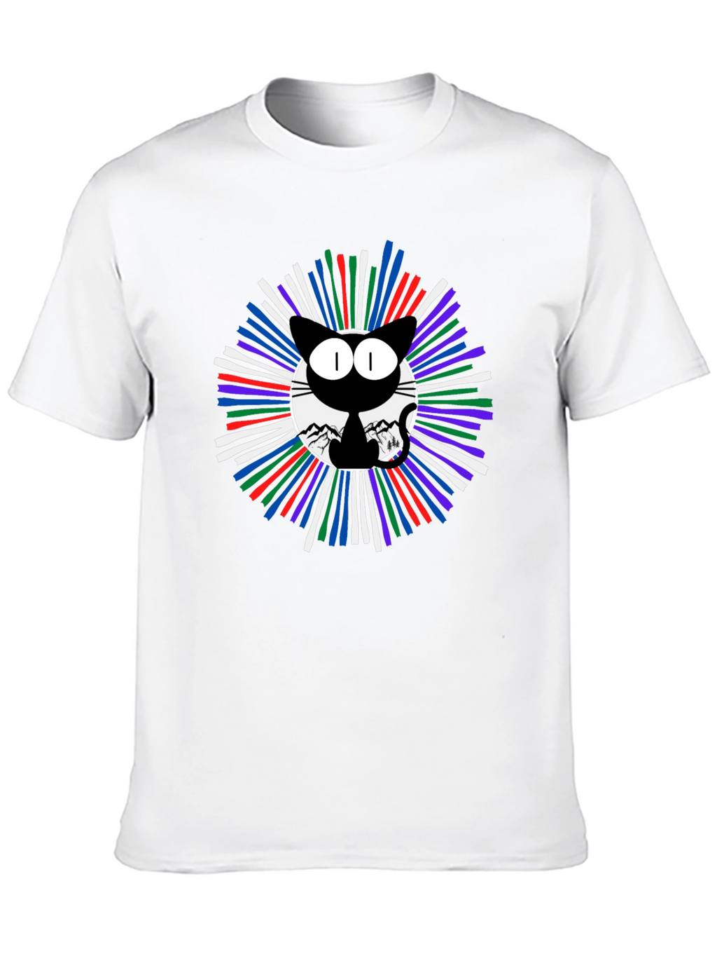 Cosmic Cat Graphic T-Shirt - Mens Black Tee