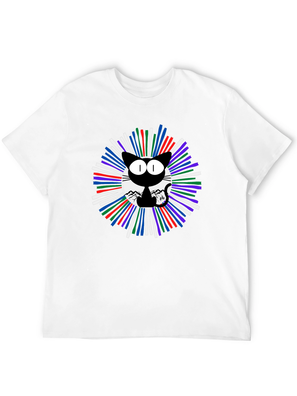 Cosmic Cat Graphic T-Shirt - Mens Black Tee