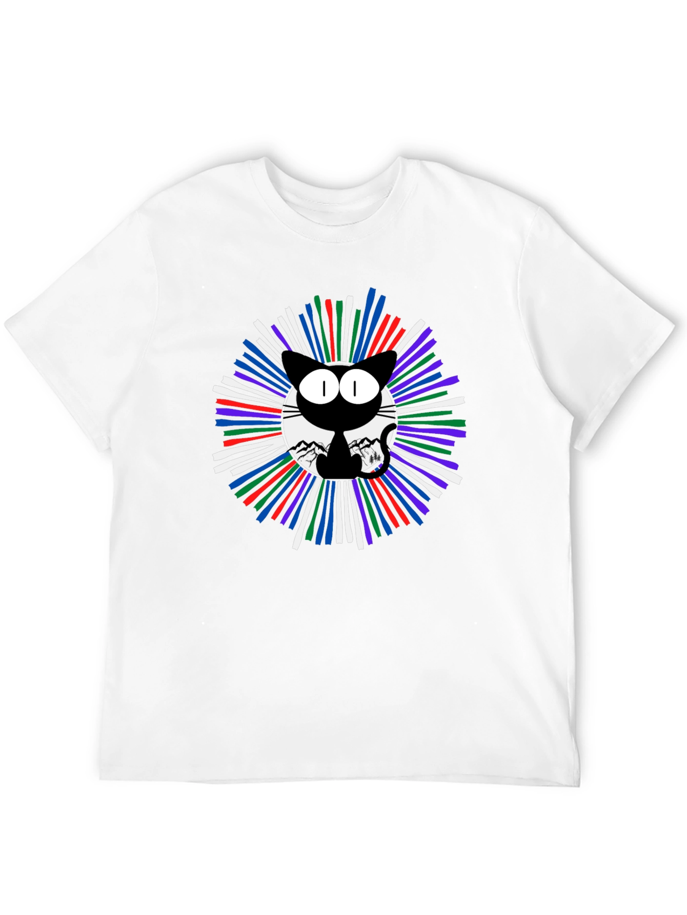 Cosmic Cat Graphic T-Shirt - Mens Black Tee