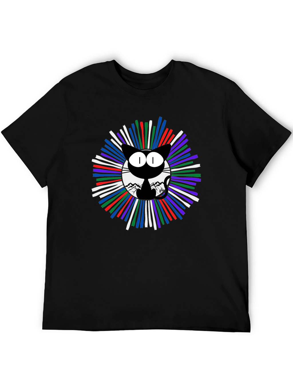 Cosmic Cat Graphic T-Shirt - Mens Black Tee