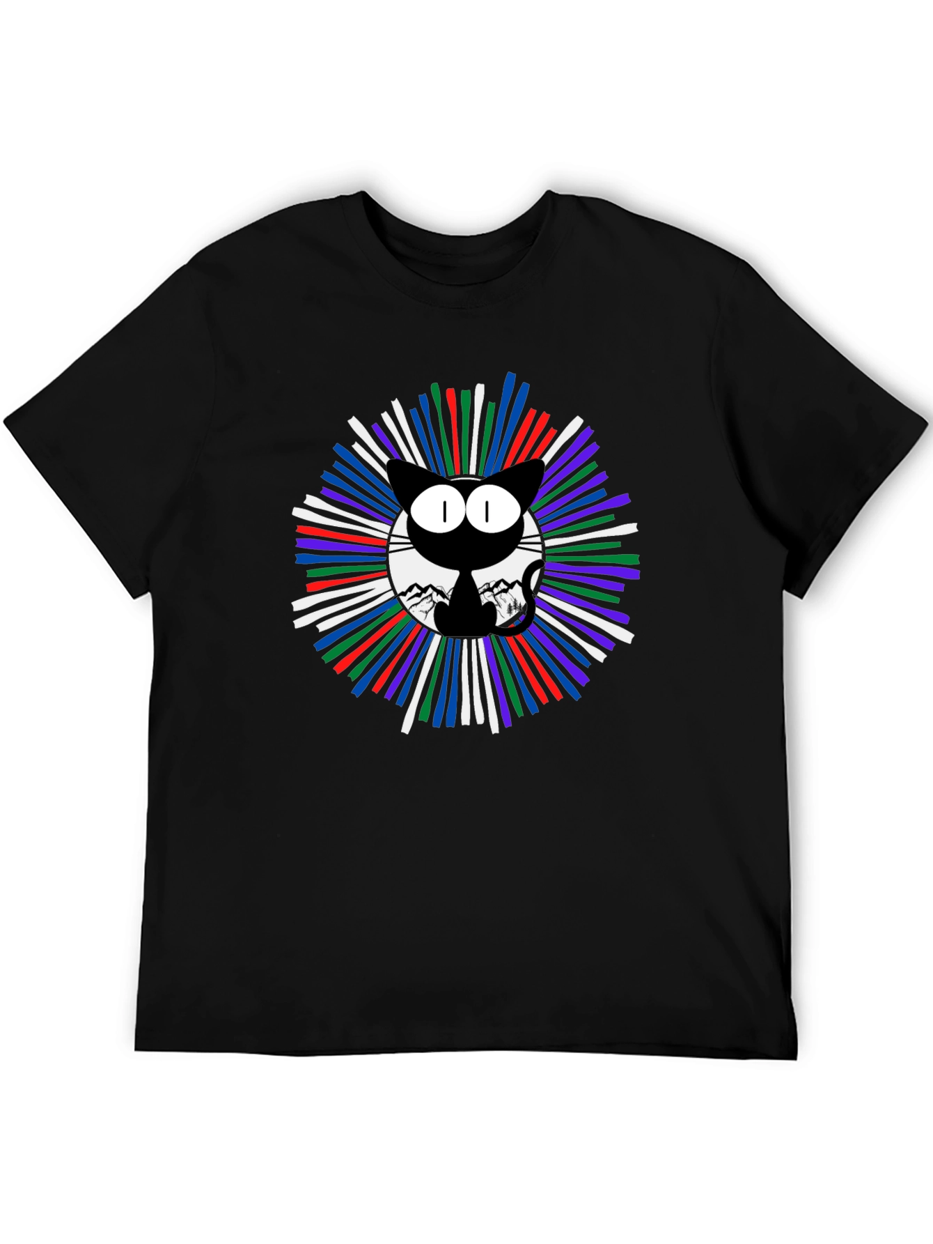 Cosmic Cat Graphic T-Shirt - Mens Black Tee