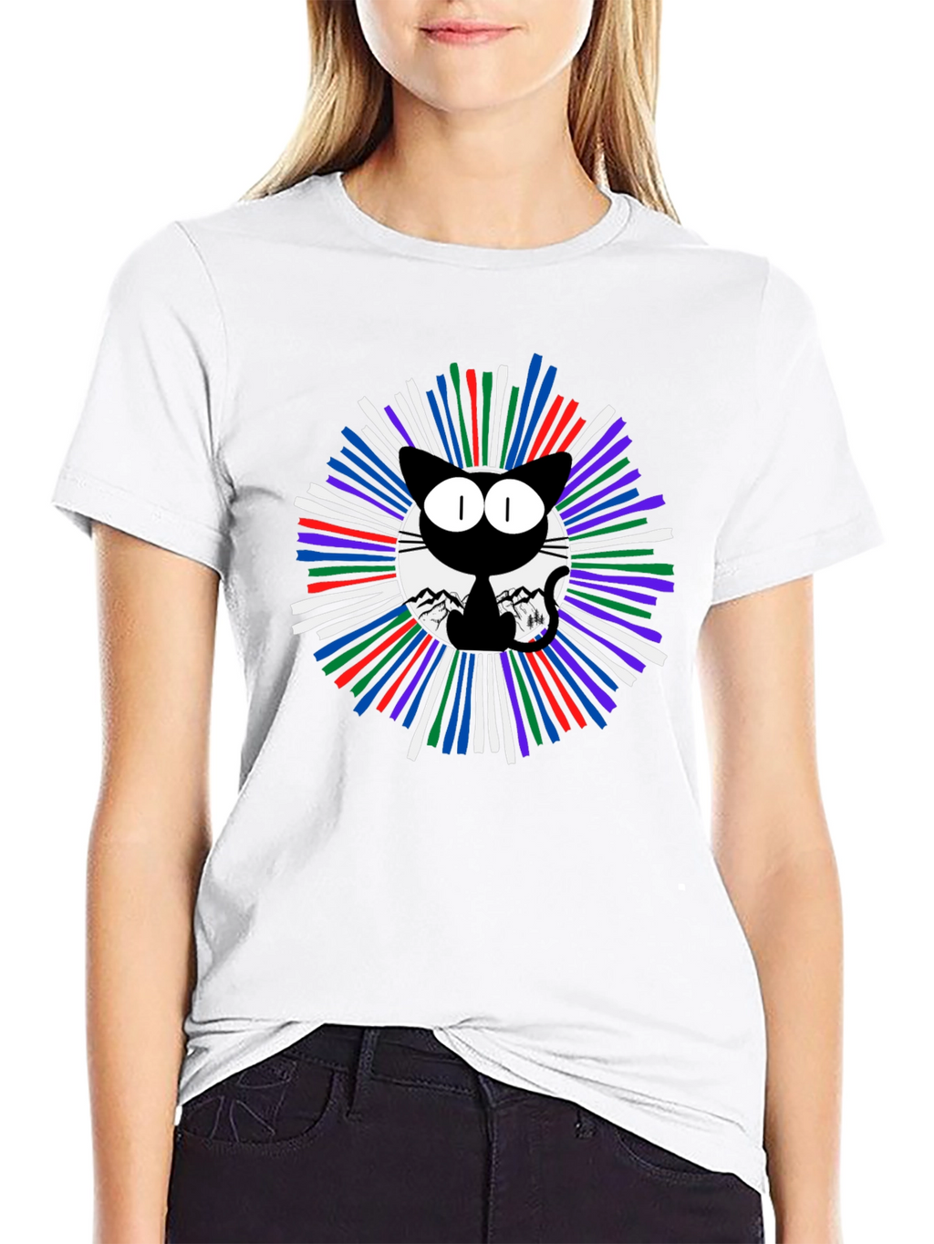 Cosmic Cat Graphic T-Shirt - Mens Black Tee