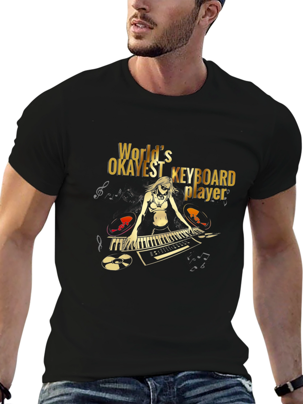 Worlds Okayest Keyboard Player Graphic T-Shirt
