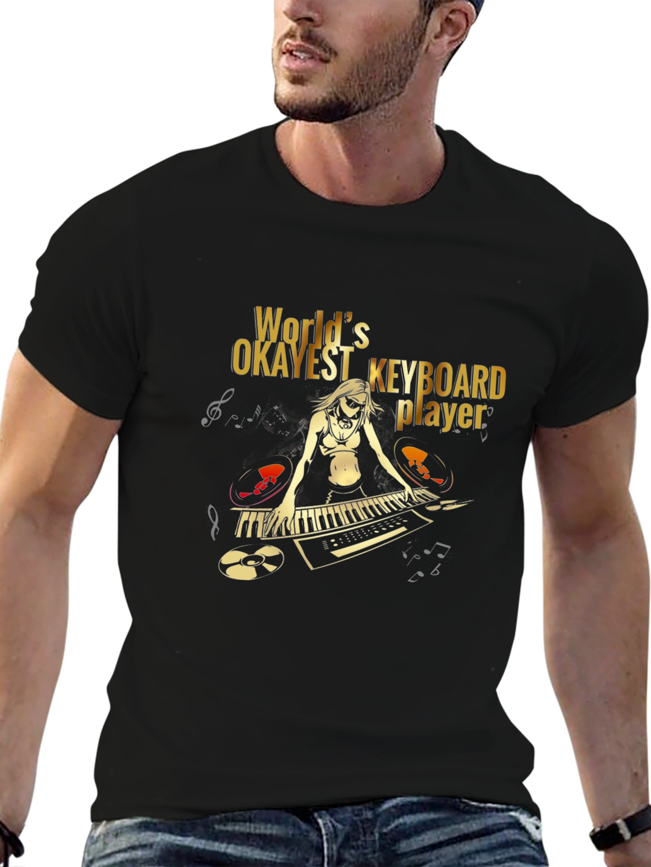 Worlds Okayest Keyboard Player Graphic T-Shirt