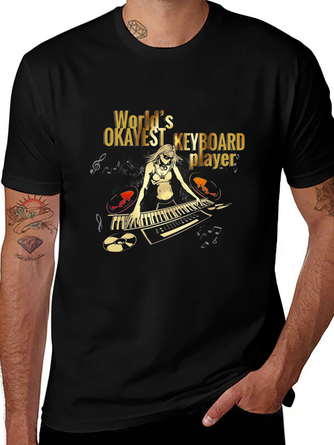 Worlds Okayest Keyboard Player Graphic T-Shirt