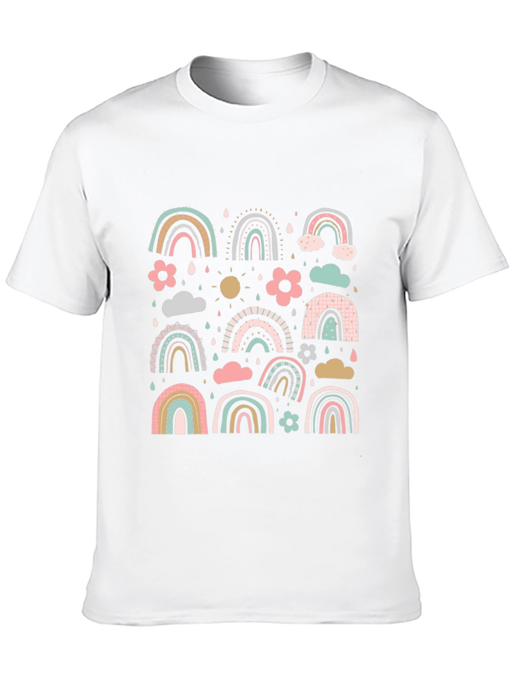 Pastel Rainbow Pattern Black T-Shirt