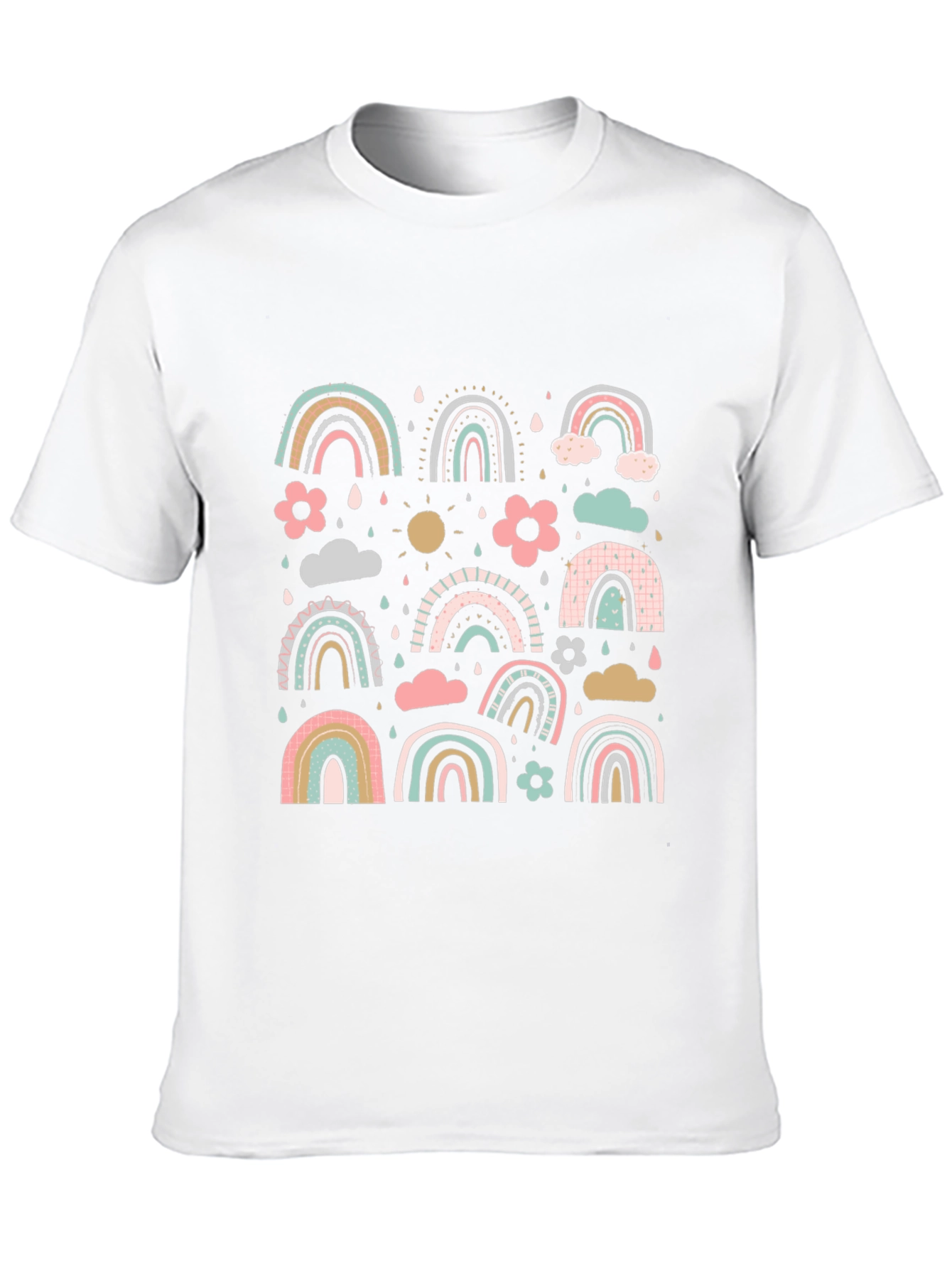 Pastel Rainbow Pattern Black T-Shirt