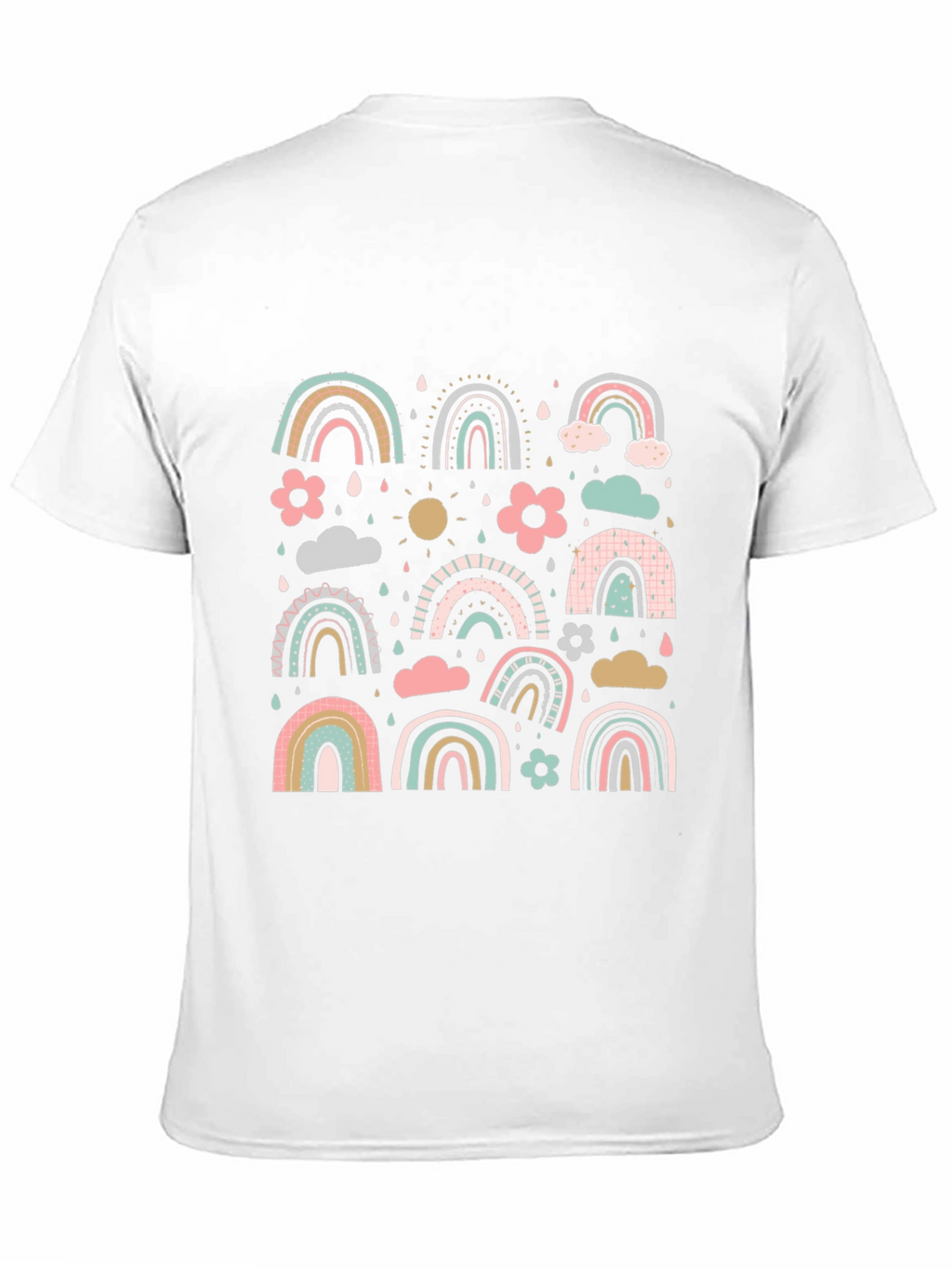 Pastel Rainbow Pattern Black T-Shirt