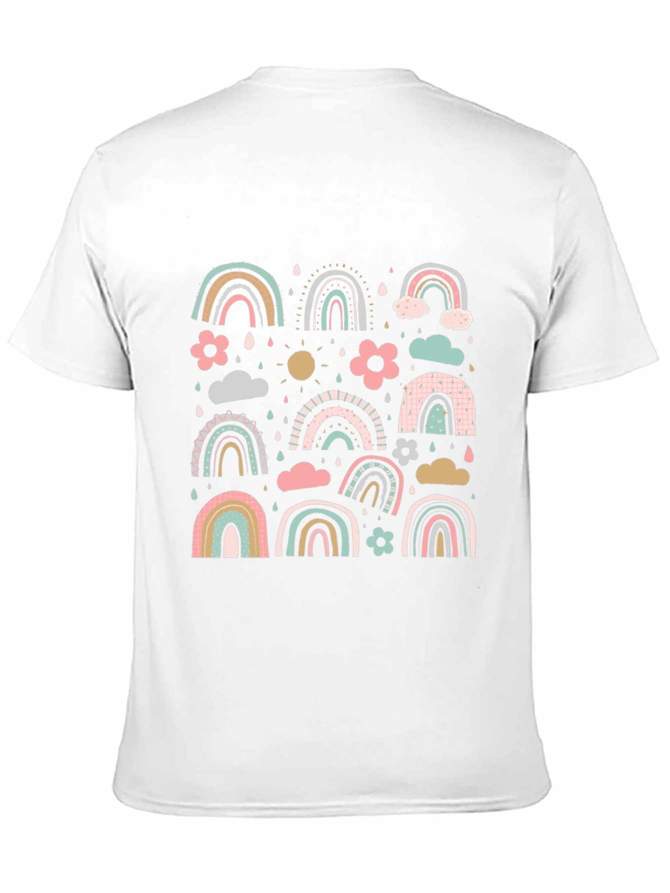 Pastel Rainbow Pattern Black T-Shirt