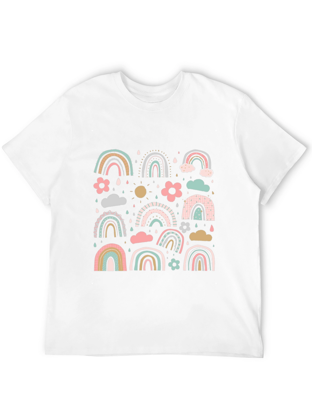 Pastel Rainbow Pattern Black T-Shirt