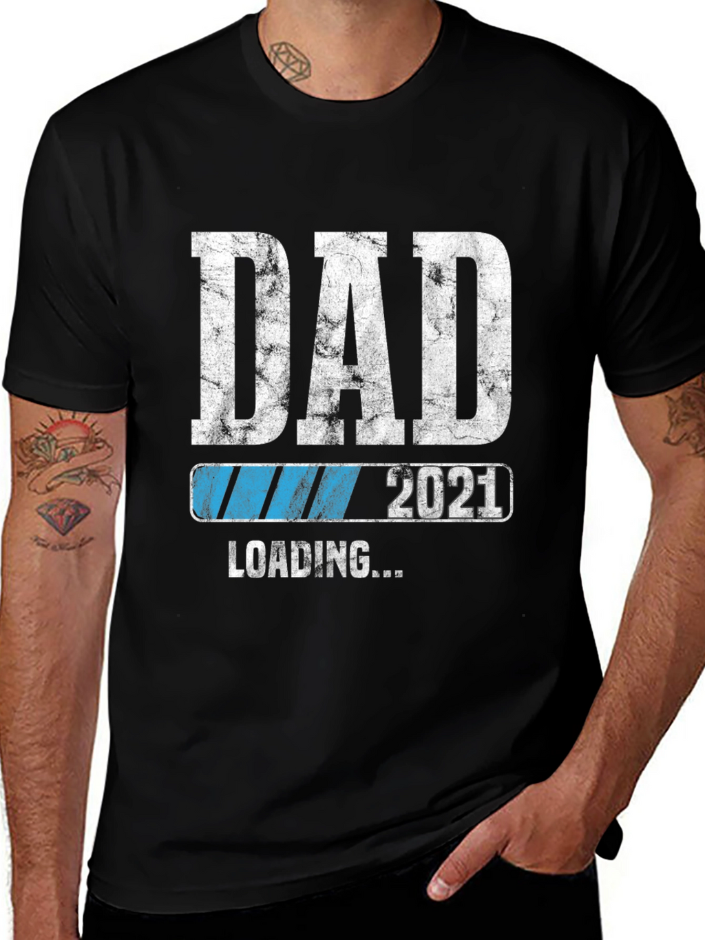 Dad Loading 2021 Black Graphic T-Shirt