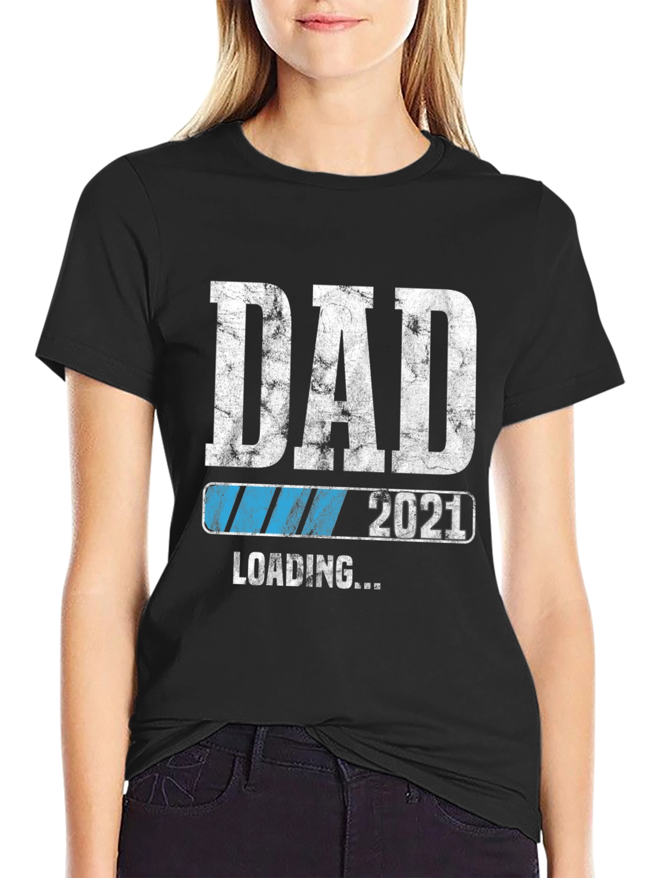 Dad Loading 2021 Black Graphic T-Shirt