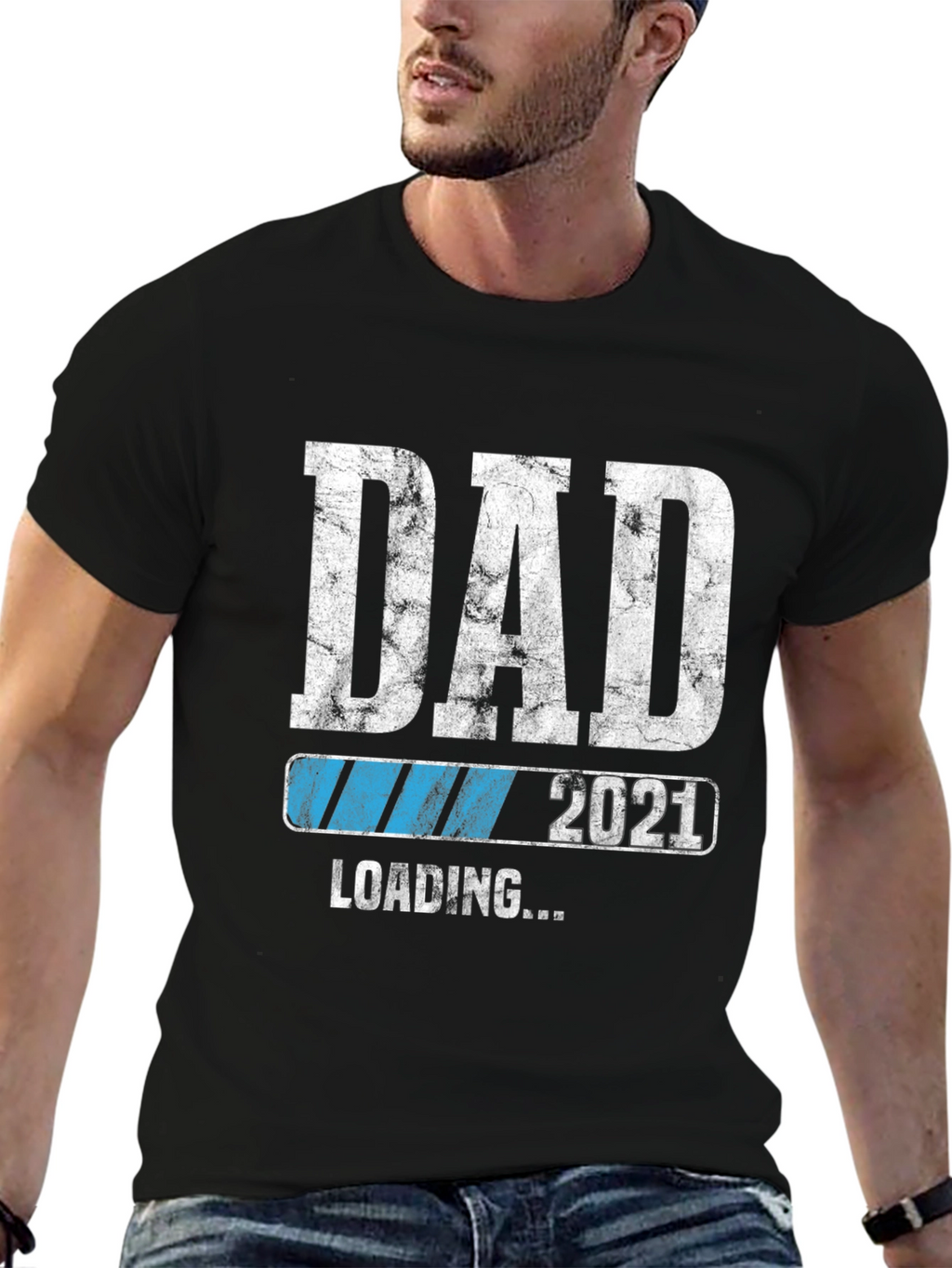 Dad Loading 2021 Black Graphic T-Shirt