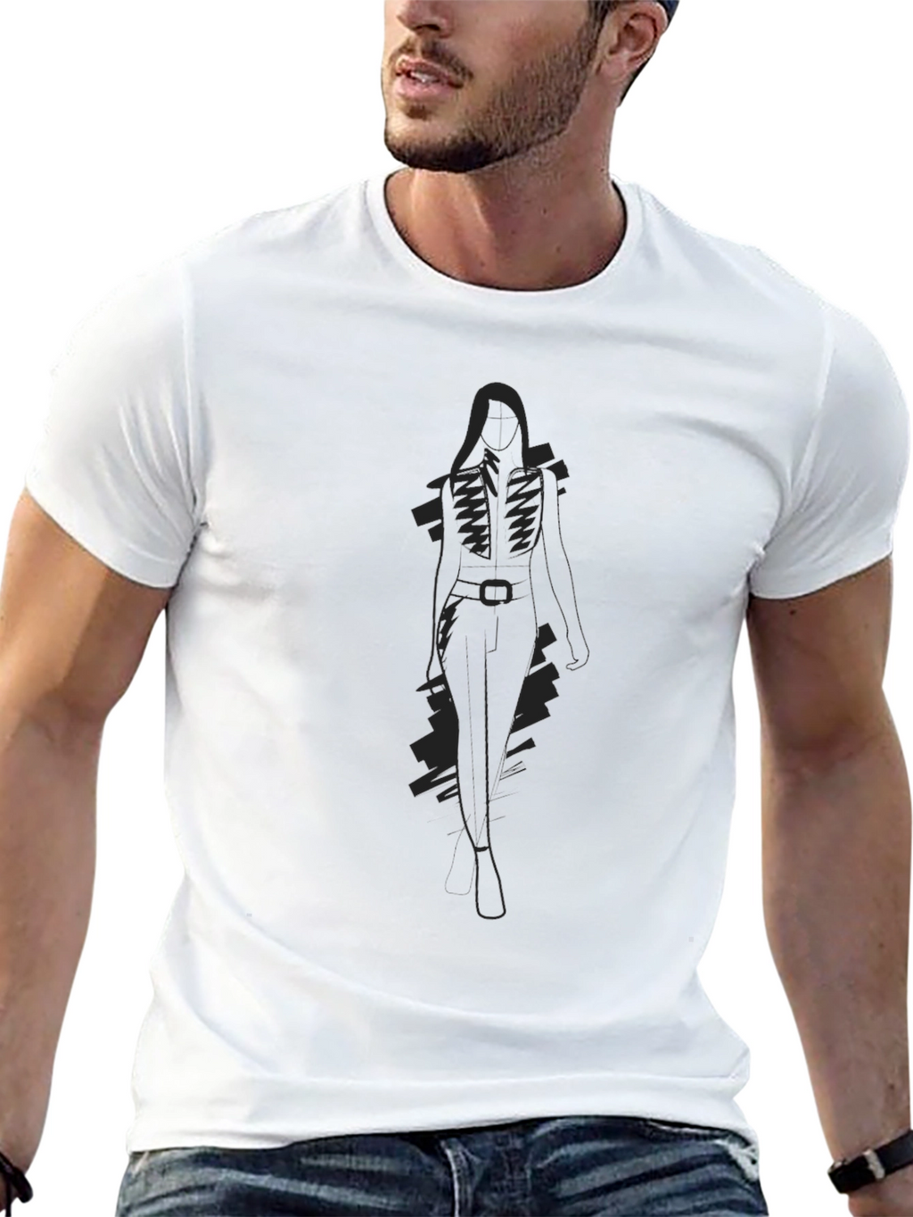 Dark Silhouette Graphic Tee - Sleek Black Cotton Shirt