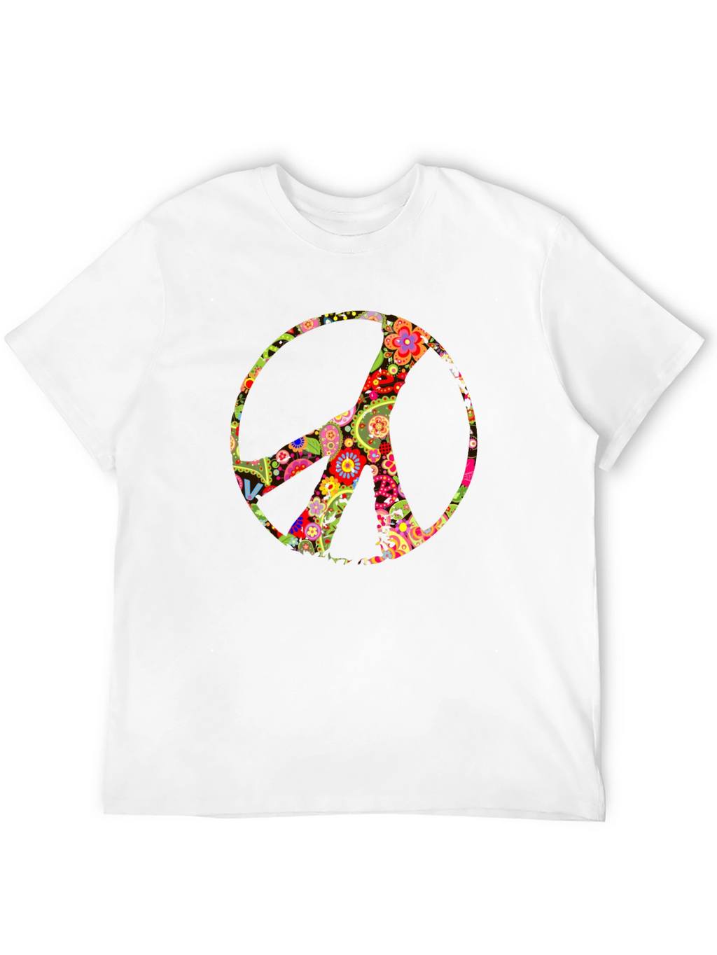 Floral Peace Sign Black T-Shirt