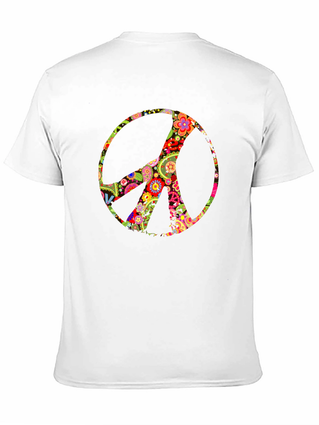 Floral Peace Sign Black T-Shirt