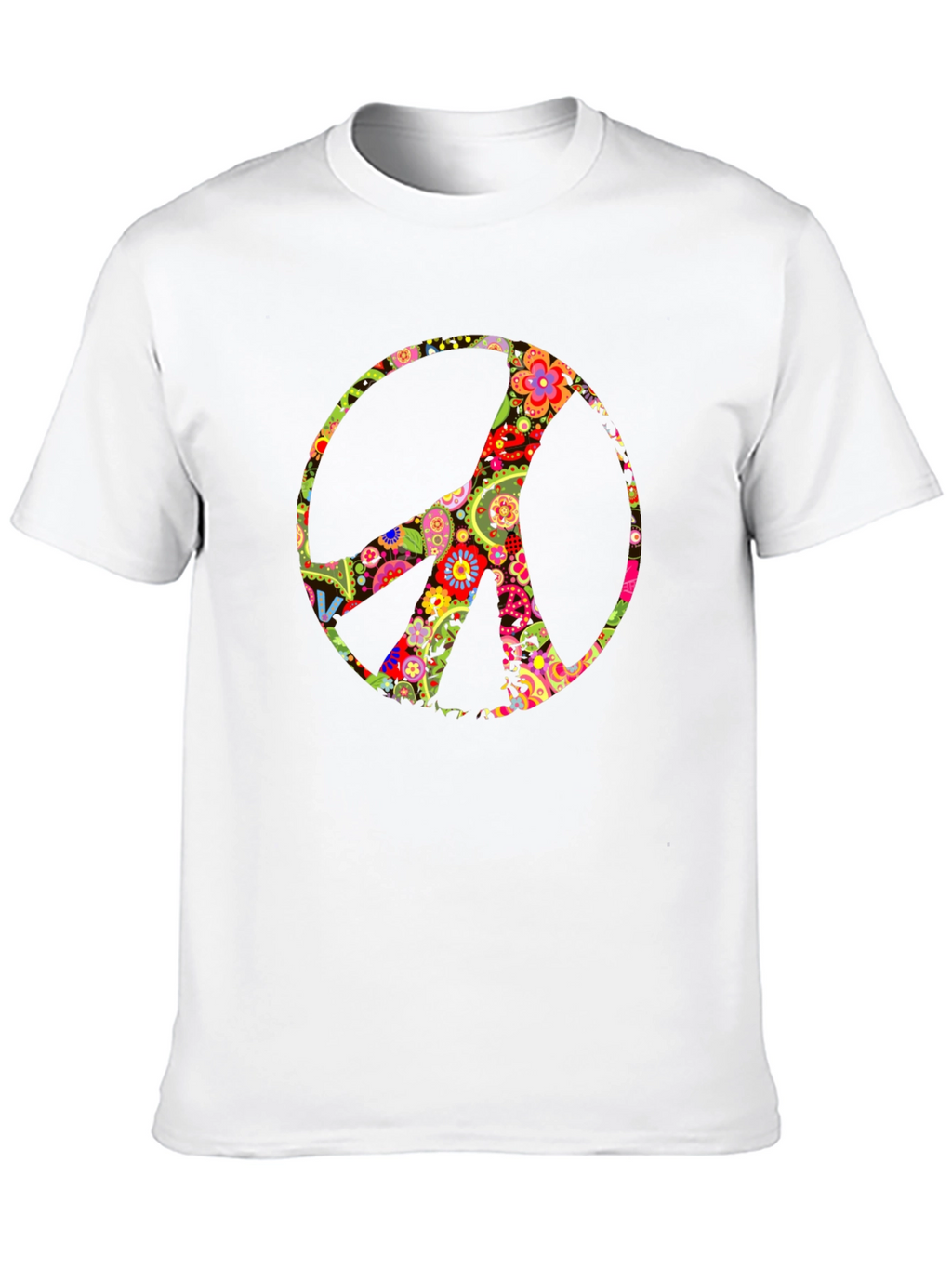 Floral Peace Sign Black T-Shirt