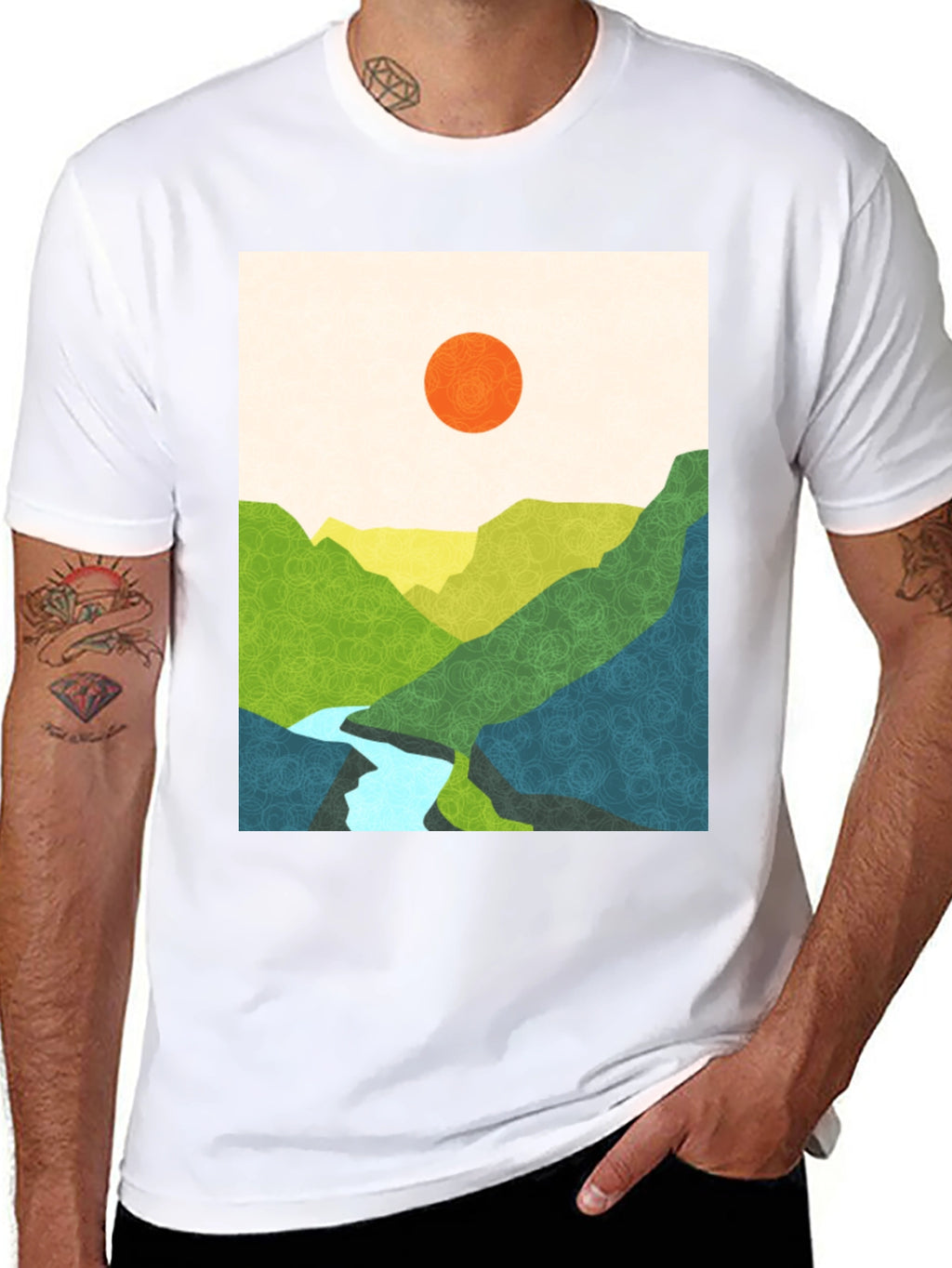 Abstract Mountain View Graphic Tee