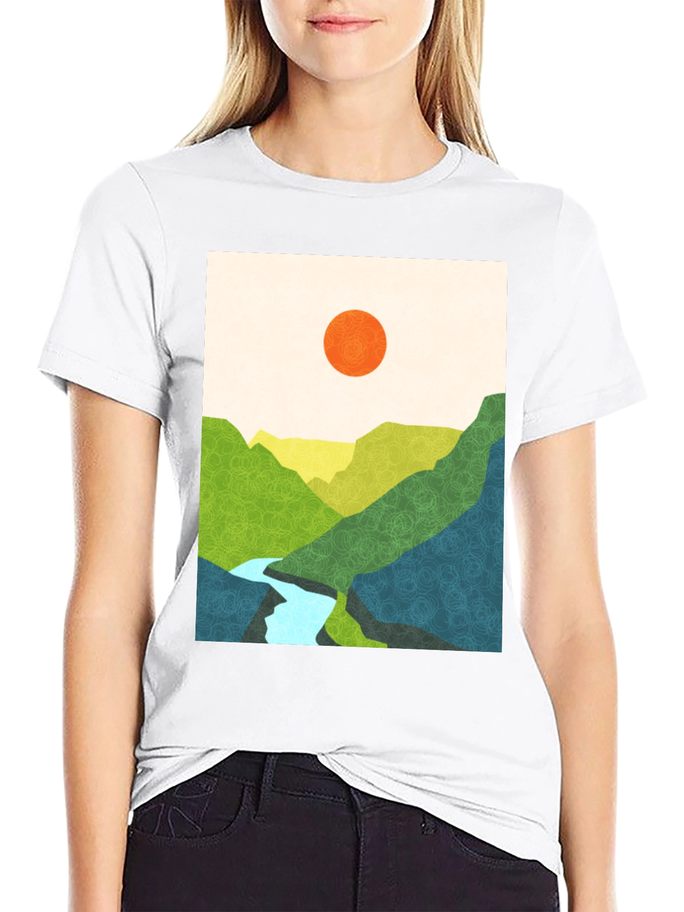 Abstract Mountain View Graphic Tee
