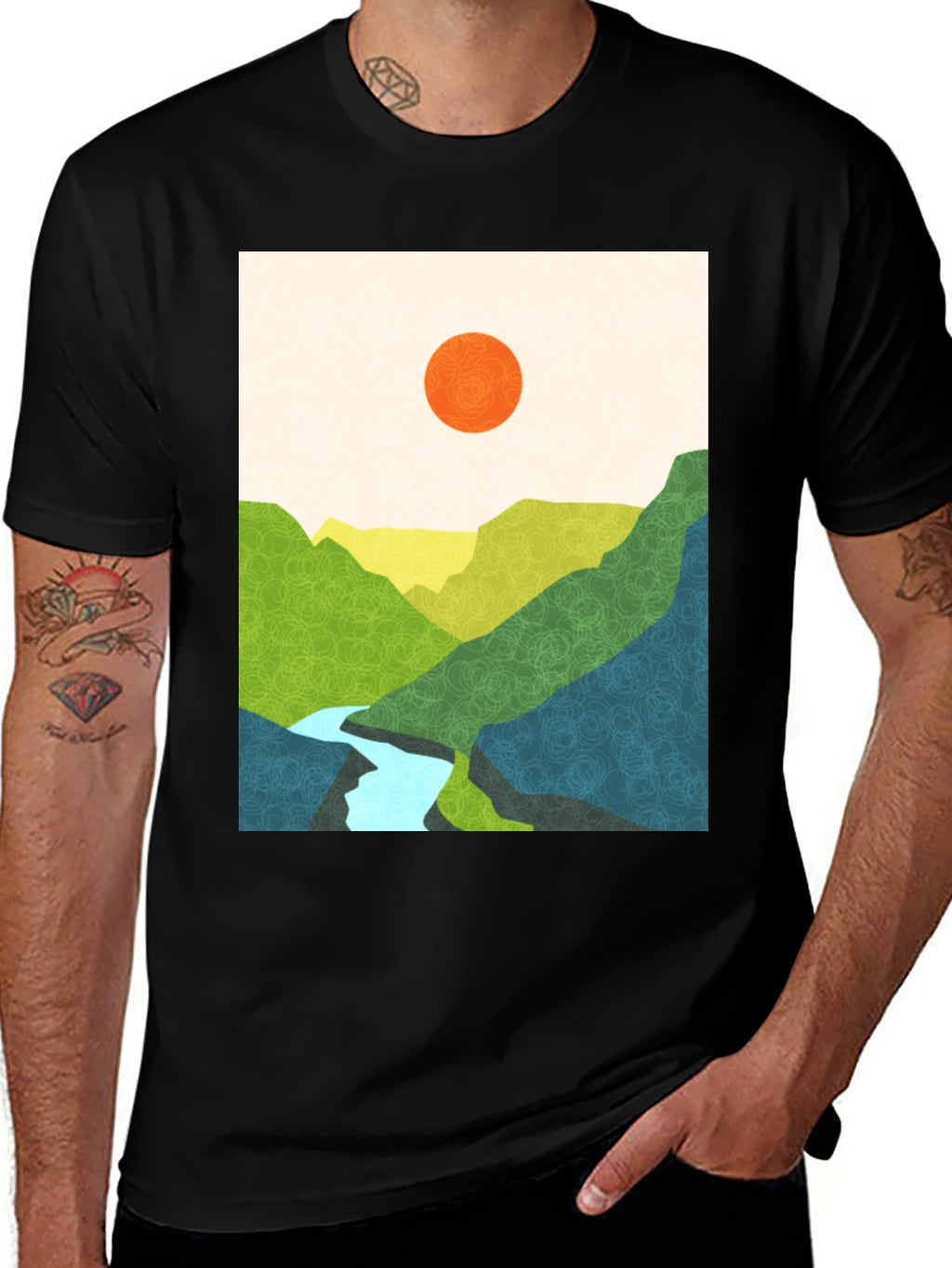 Abstract Mountain View Graphic Tee