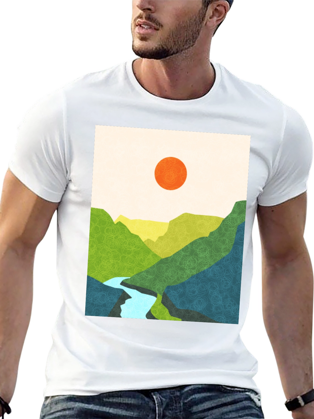 Abstract Mountain View Graphic Tee