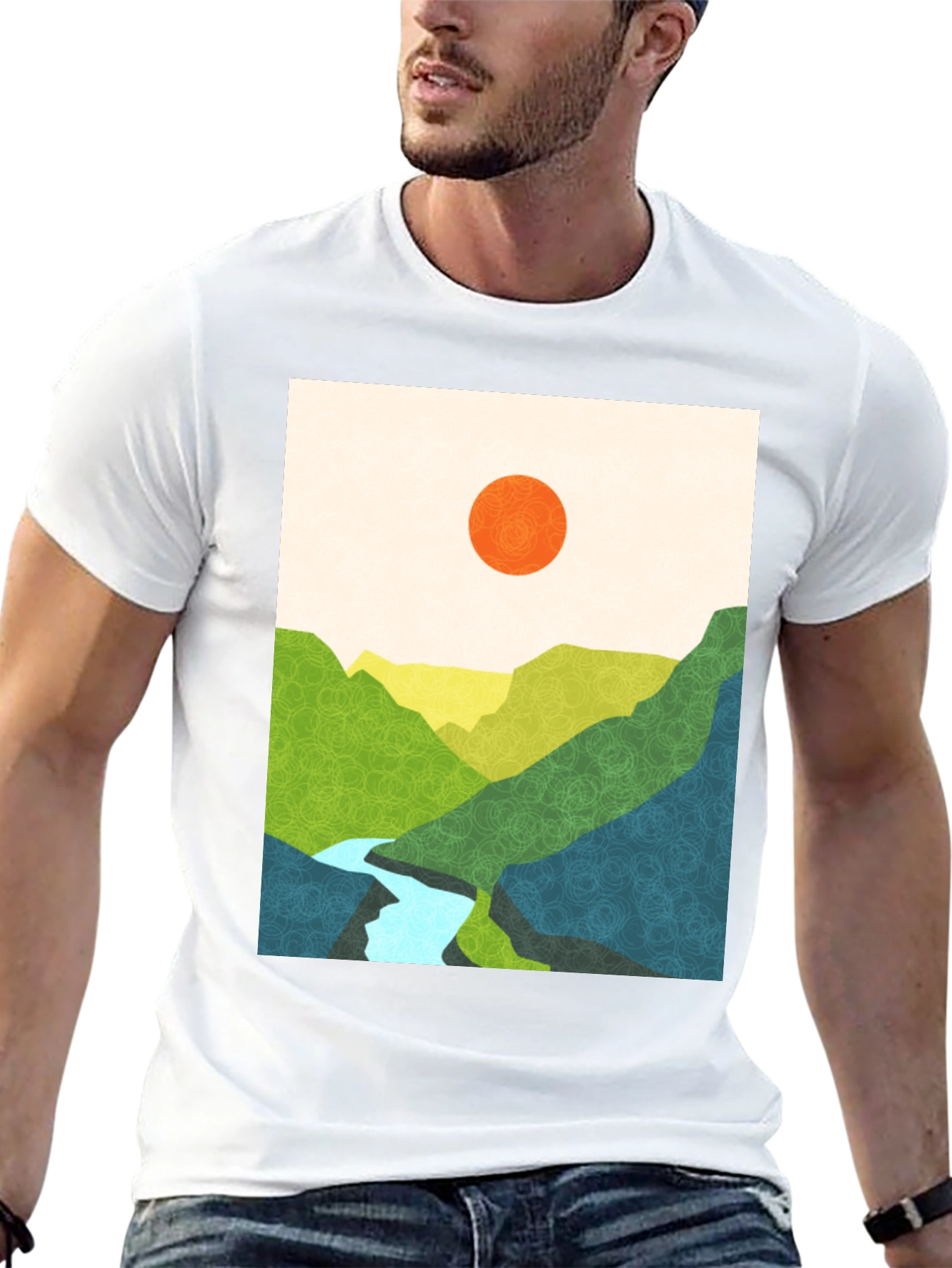Abstract Mountain View Graphic Tee