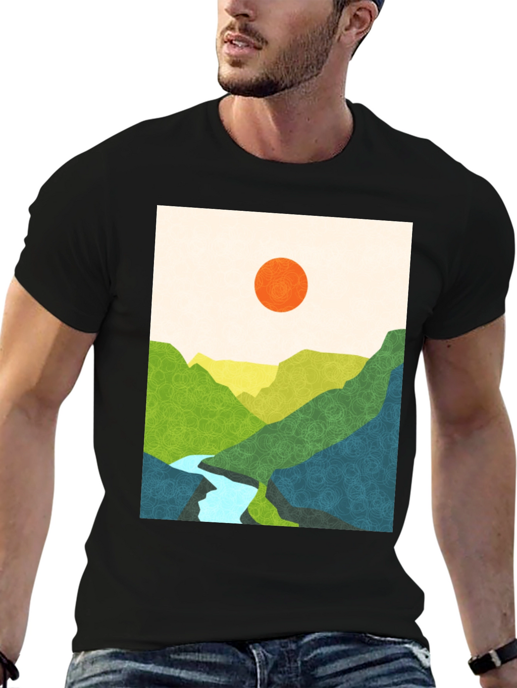 Abstract Mountain View Graphic Tee